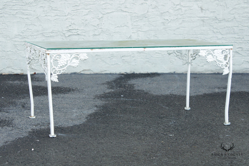 Vintage Glass Top Wrought Iron Garden Cocktail Table
