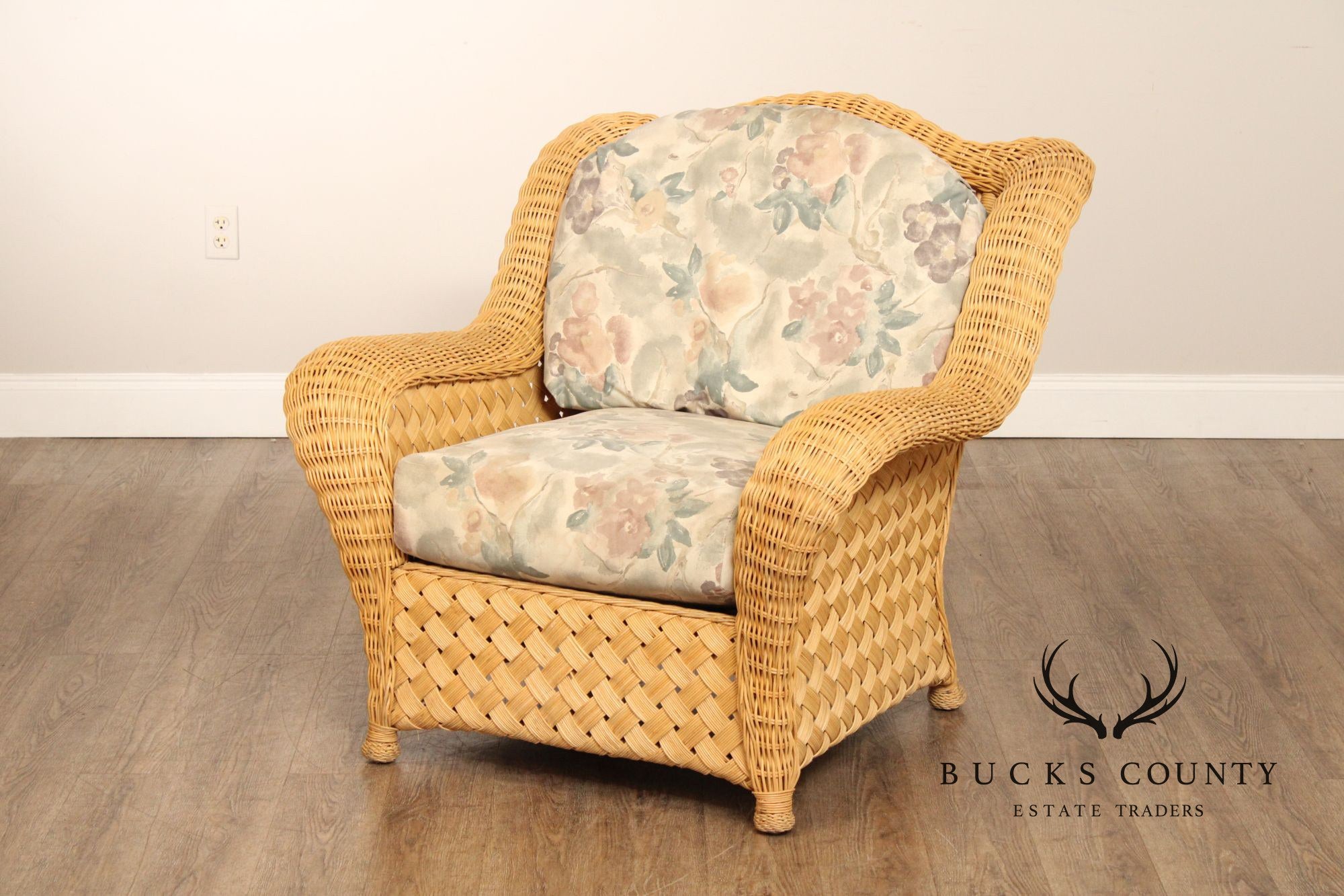 Quality Vintage Wicker Lounge Armchair