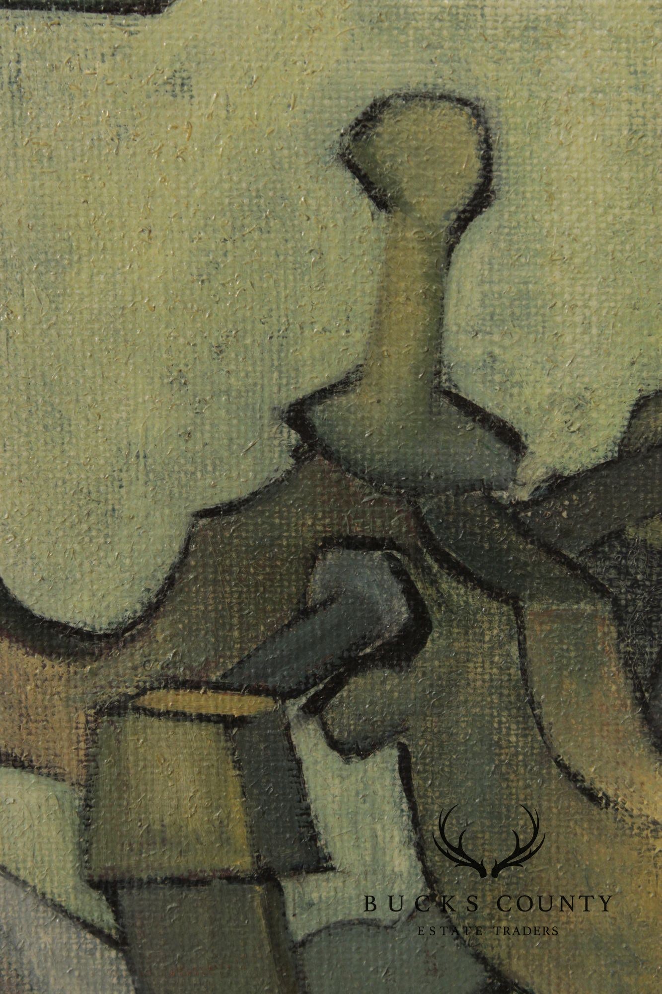 Davetta Greenberg Cubist Style Oil Painting, Scales