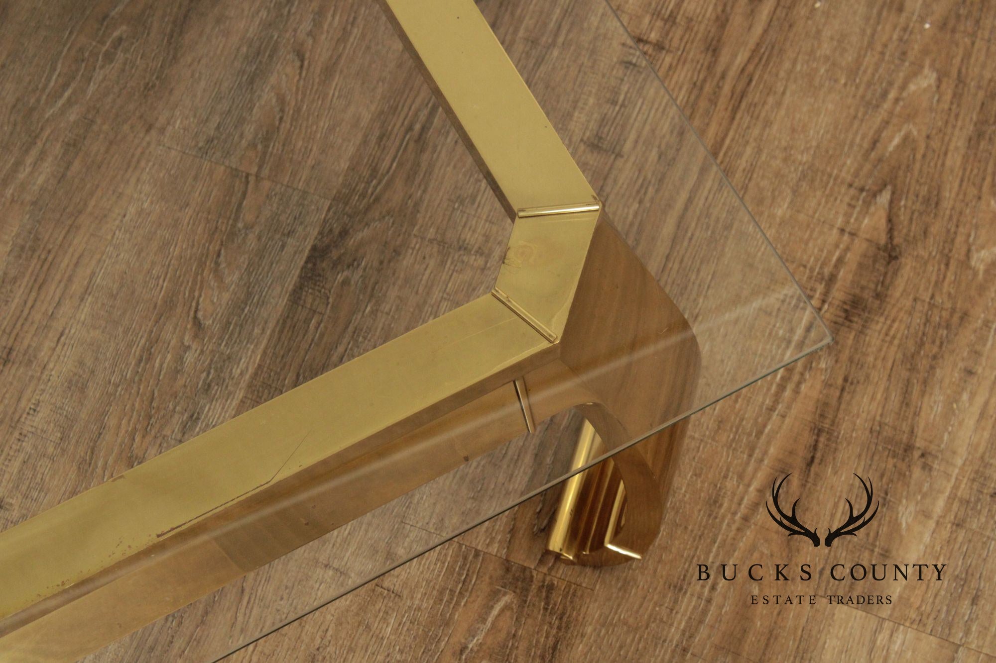 Mastercraft Attributed Hollywood Regency Asian Inspired Brass and Glass Coffee Table