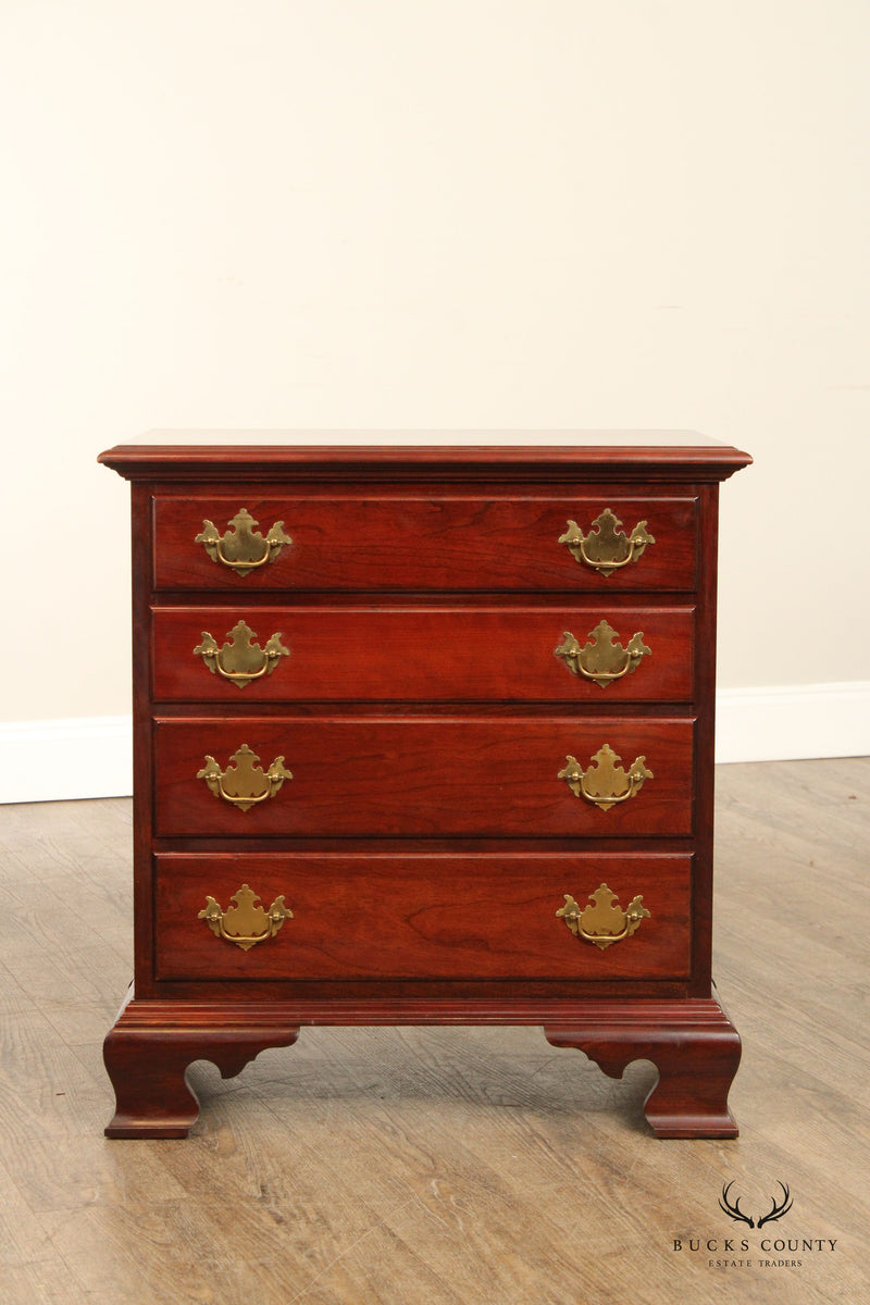 Nathan Hale Chippendale Style Pair of Cherry Four Drawer Chest Nightstands