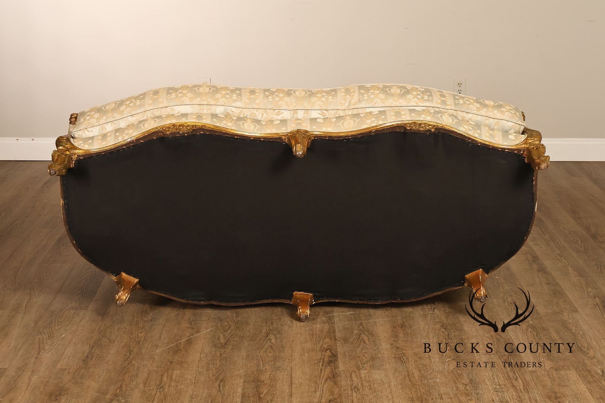 Antique French Louis XV Style Giltwood Upholstered Sofa