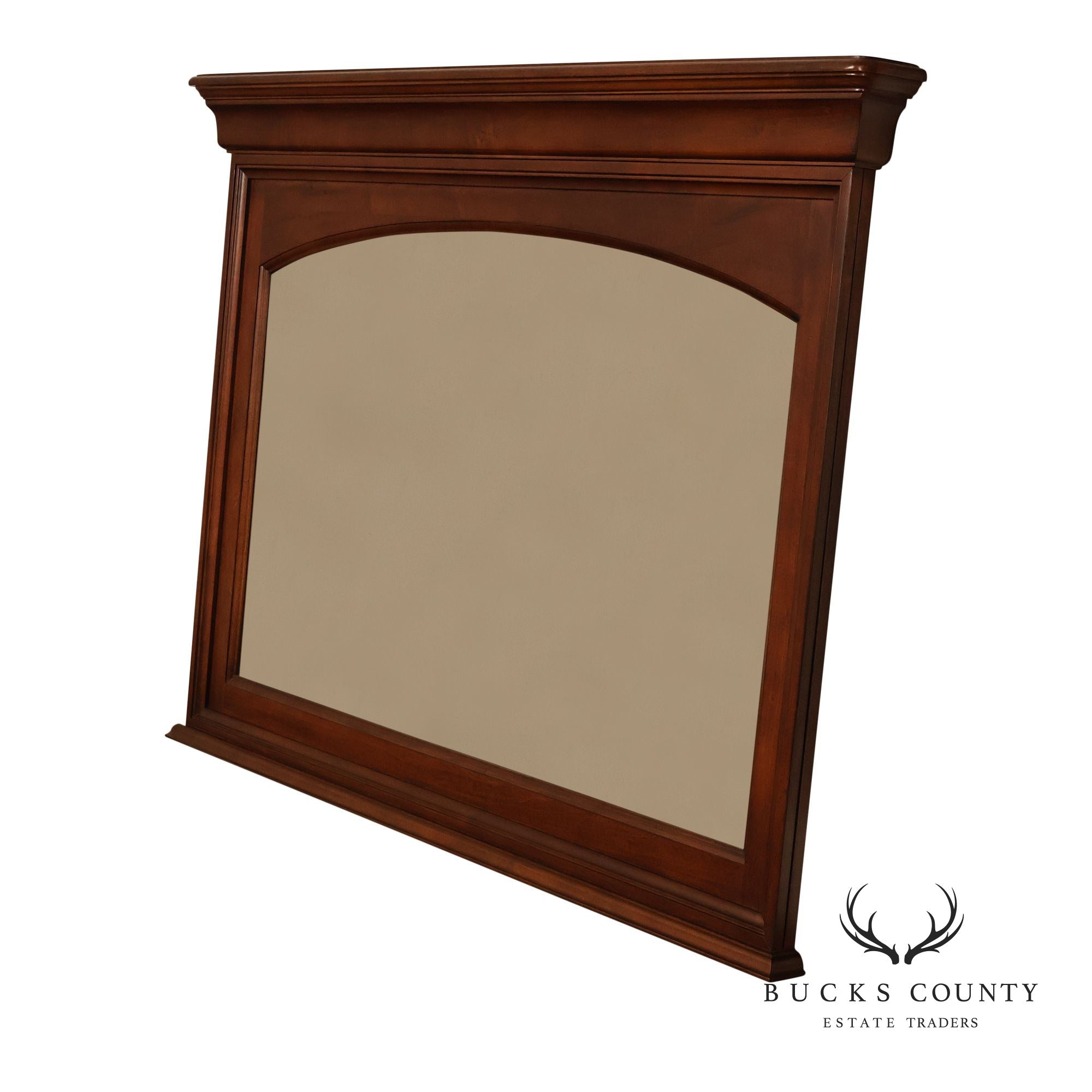 Thomasville Louis Philippe Style Arched Cherry Frame Landscape Wall Mirror