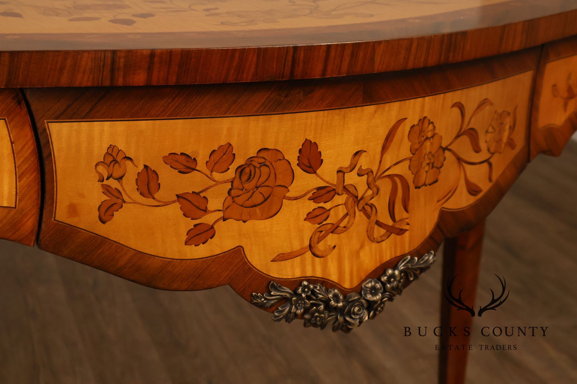 Maitland-Smith French Louis XV Style Inlaid Console Table