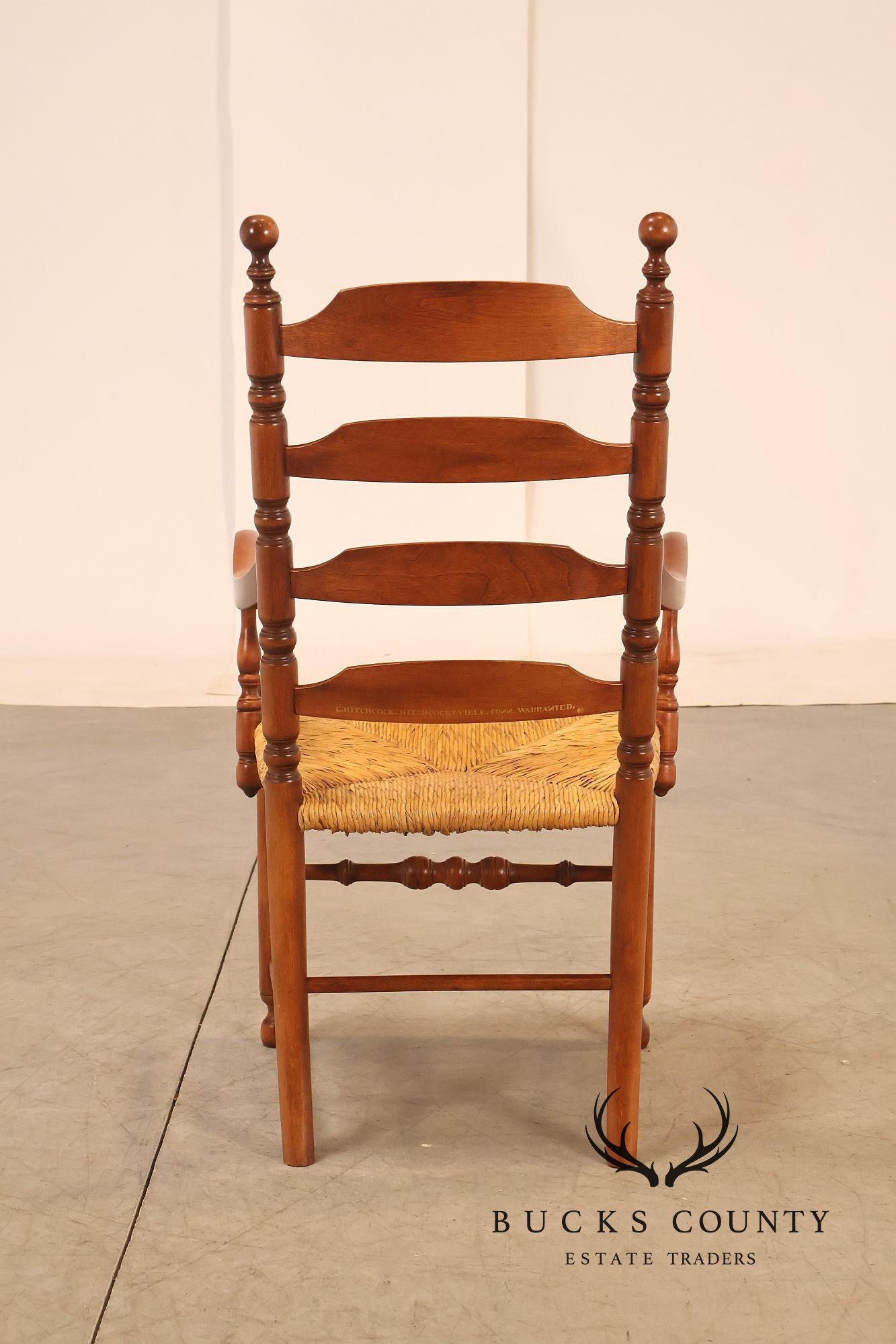 L. Hitchcock Set Of Six Rush Seat Dining Chairs with Stenciled Back