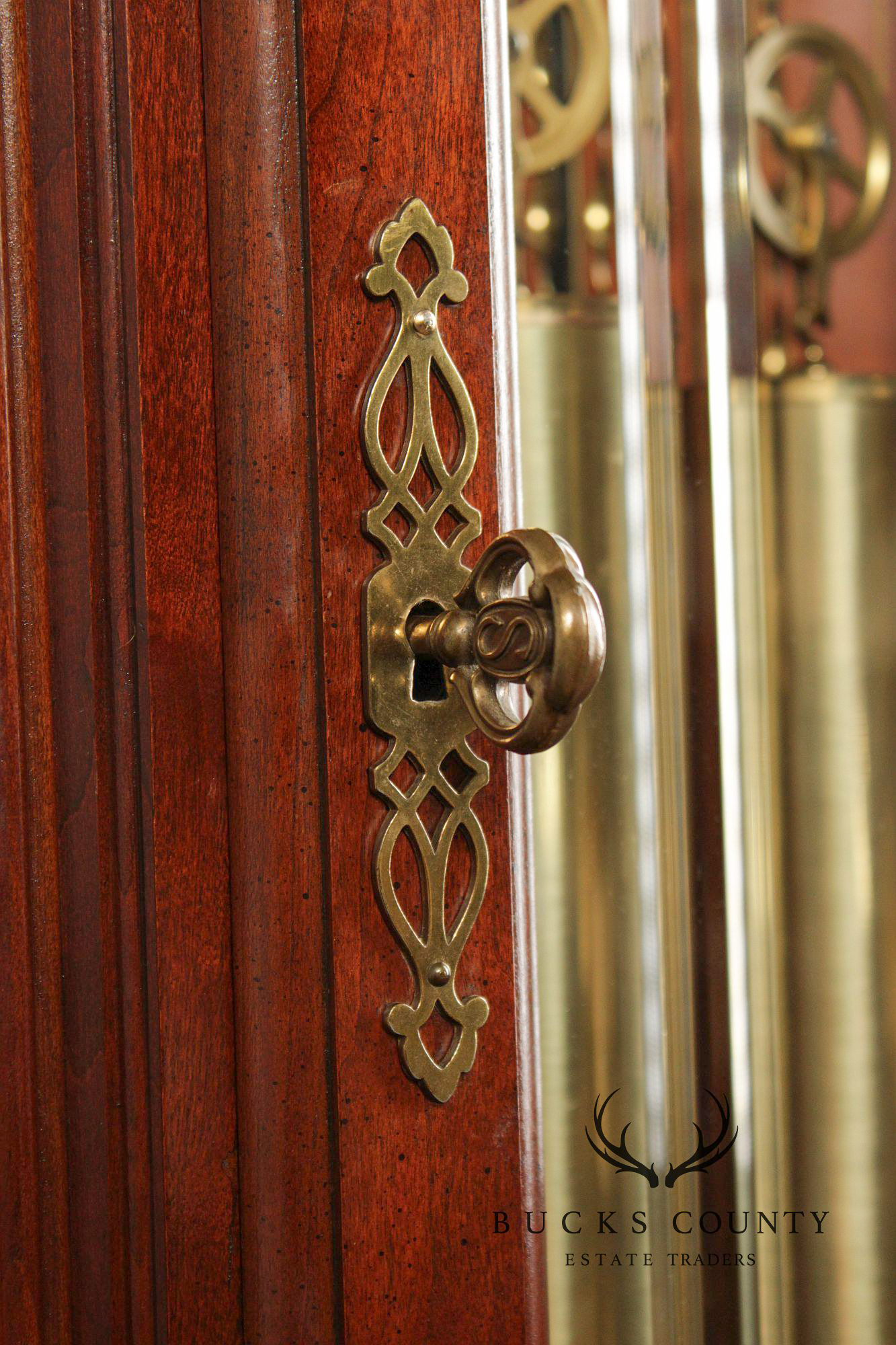 Sligh Mahogany Inlaid Grandfather Clock With Moon Phase Dial