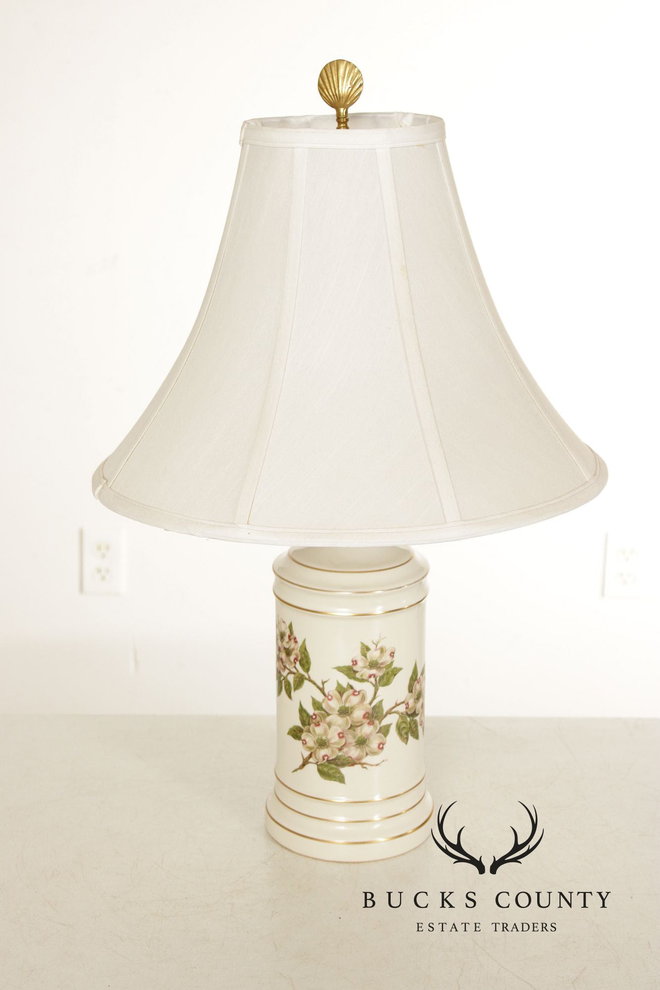 Vintage Pair of Botanical Painted Porcelain Table Lamps