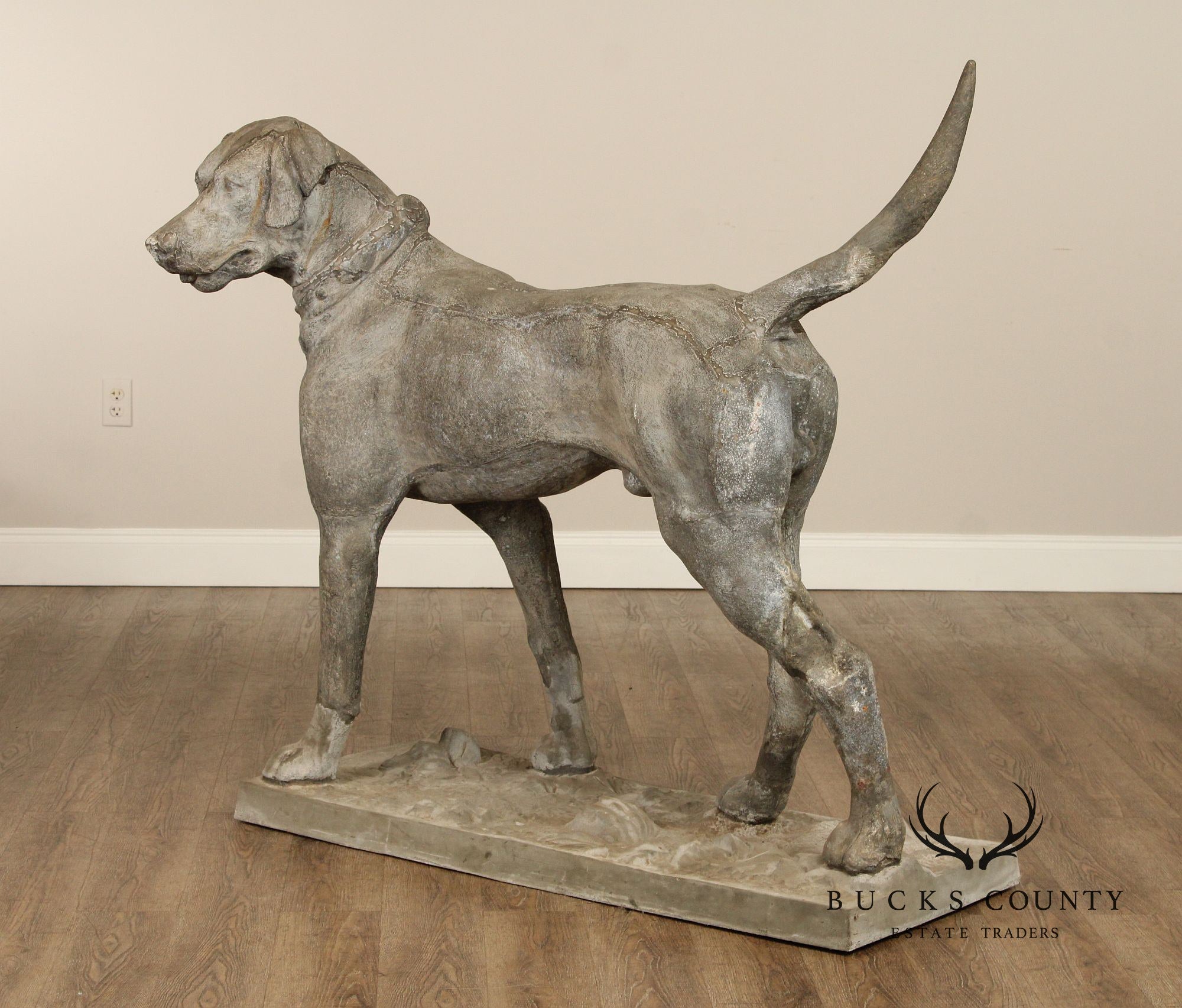 Antique J.W. Fiske Zinc Morley's Dog Statue