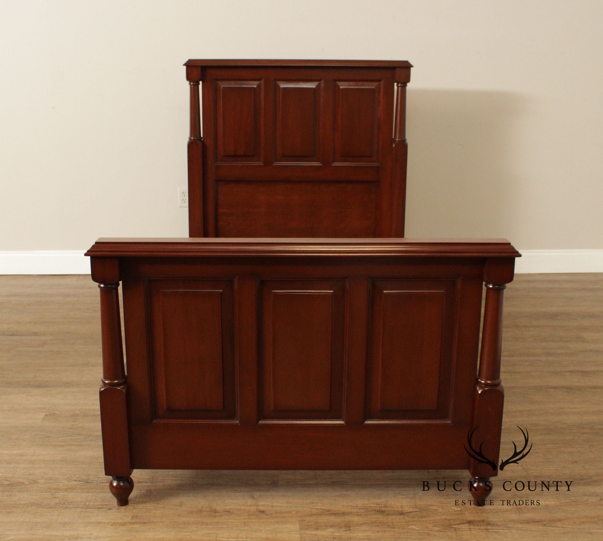 Quality Pair of Mahogany Raised Panel Twin Beds