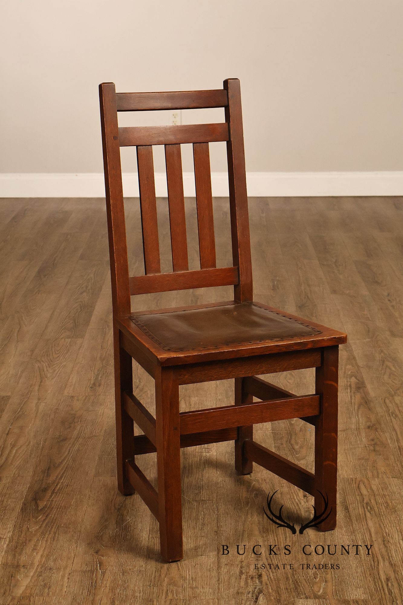 Antique Limbert Set Of 6 Arts & Crafts Oak Dining Chairs