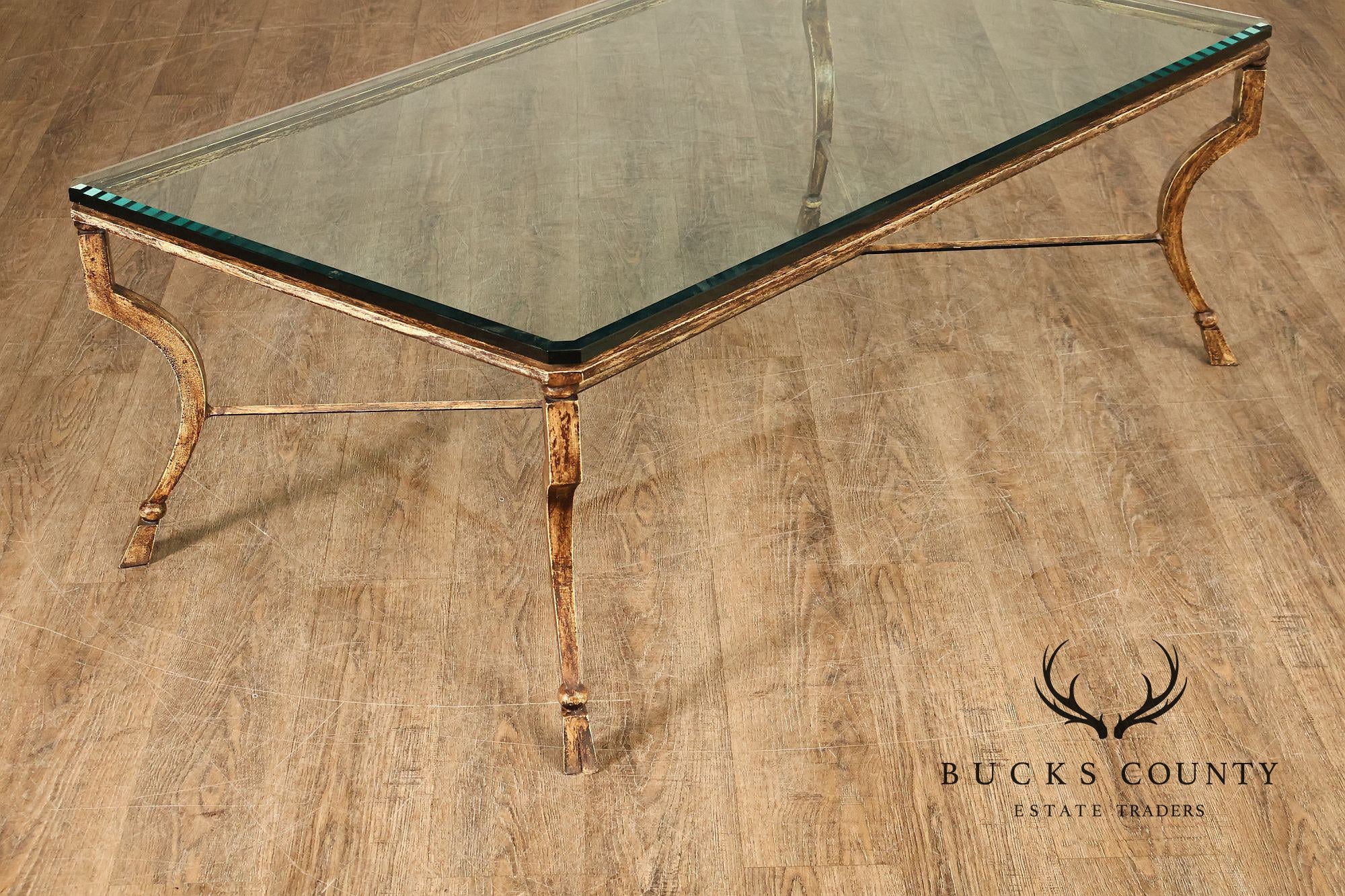 Minton Spindell 'Durant' Glass Top Iron Coffee Table