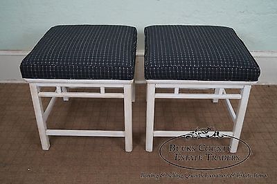 Quality Pair of James Mont Era Asian Influenced Painted Benches (A)