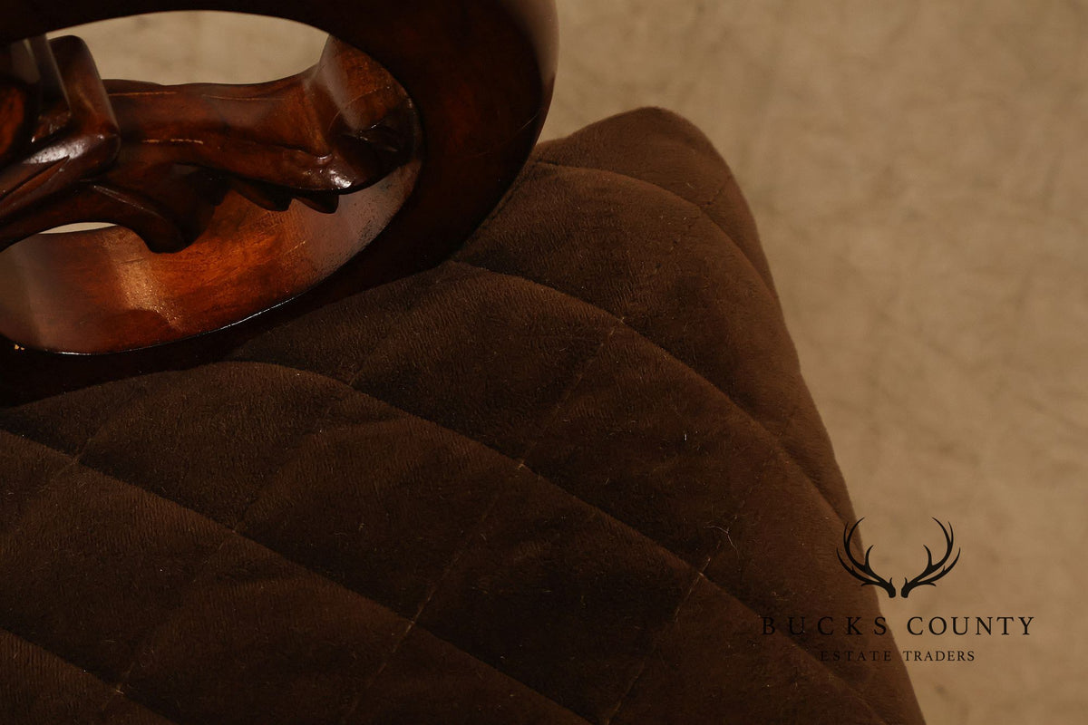 Hooker Furniture Traditional Mahogany Scroll Arm Upholstered Armchair