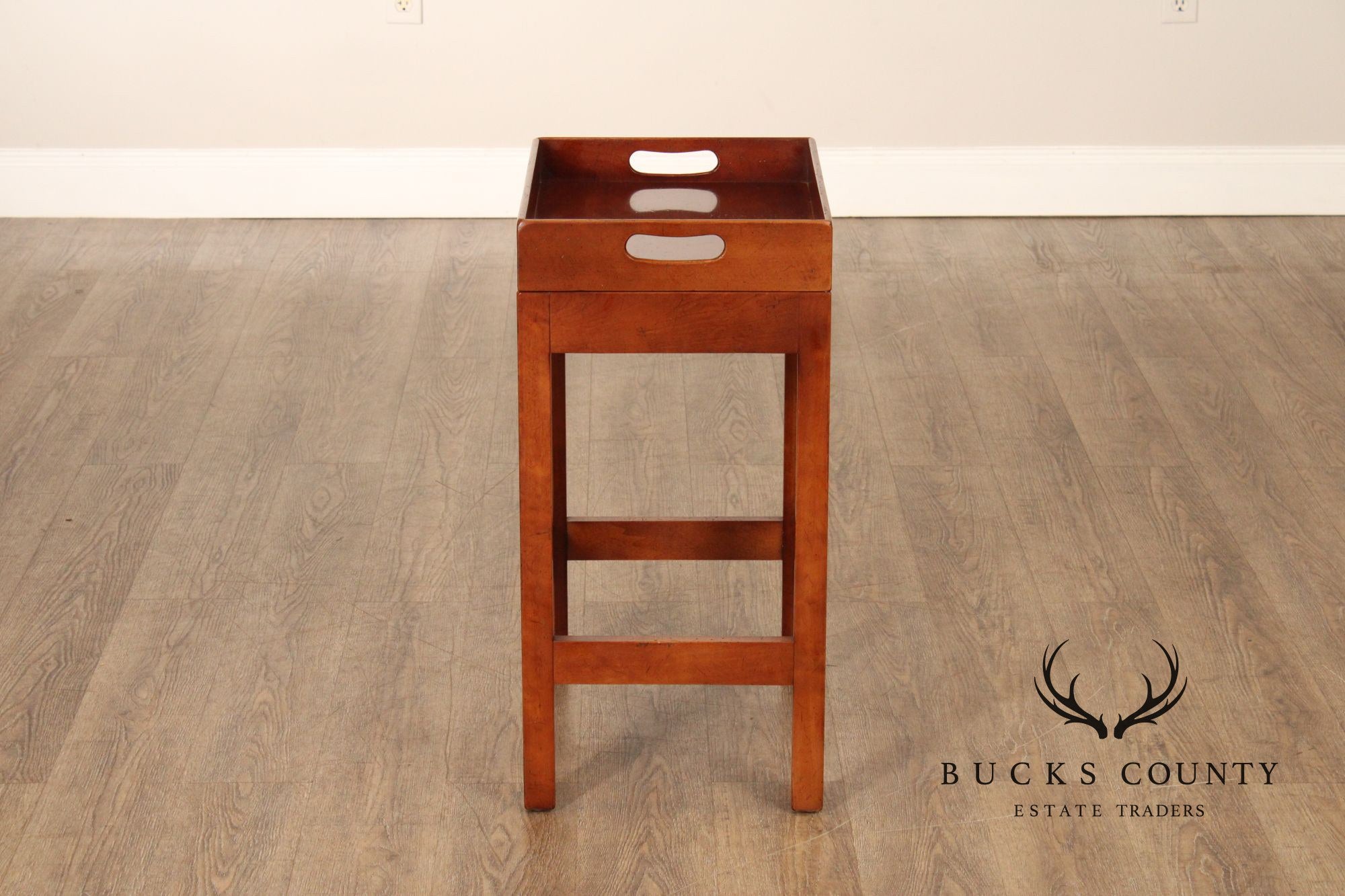 Chippendale Style Pair of Cherry Butler Tray Side Tables