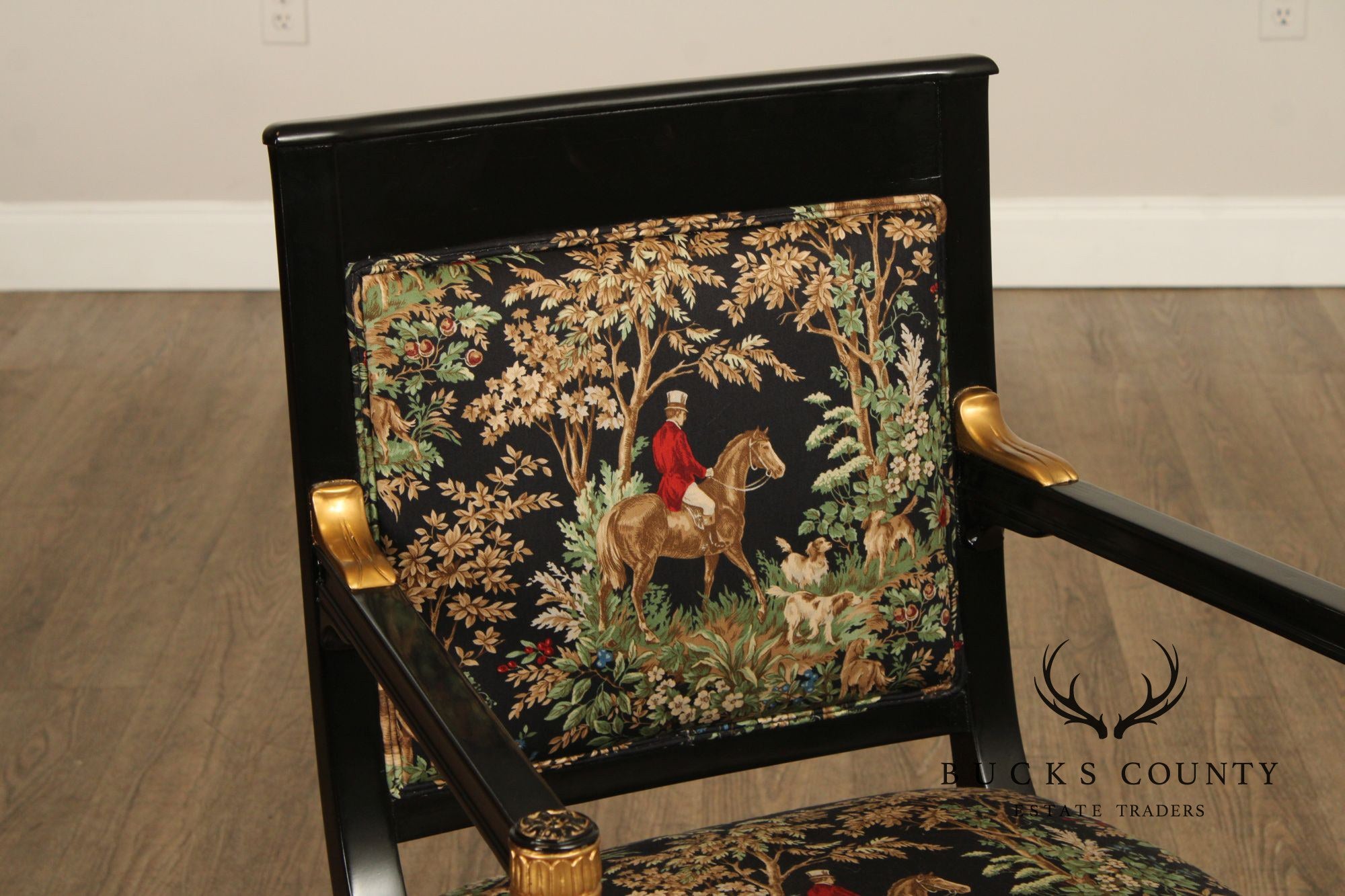 Empire Style Ebonized and Partial Gilt Armchair