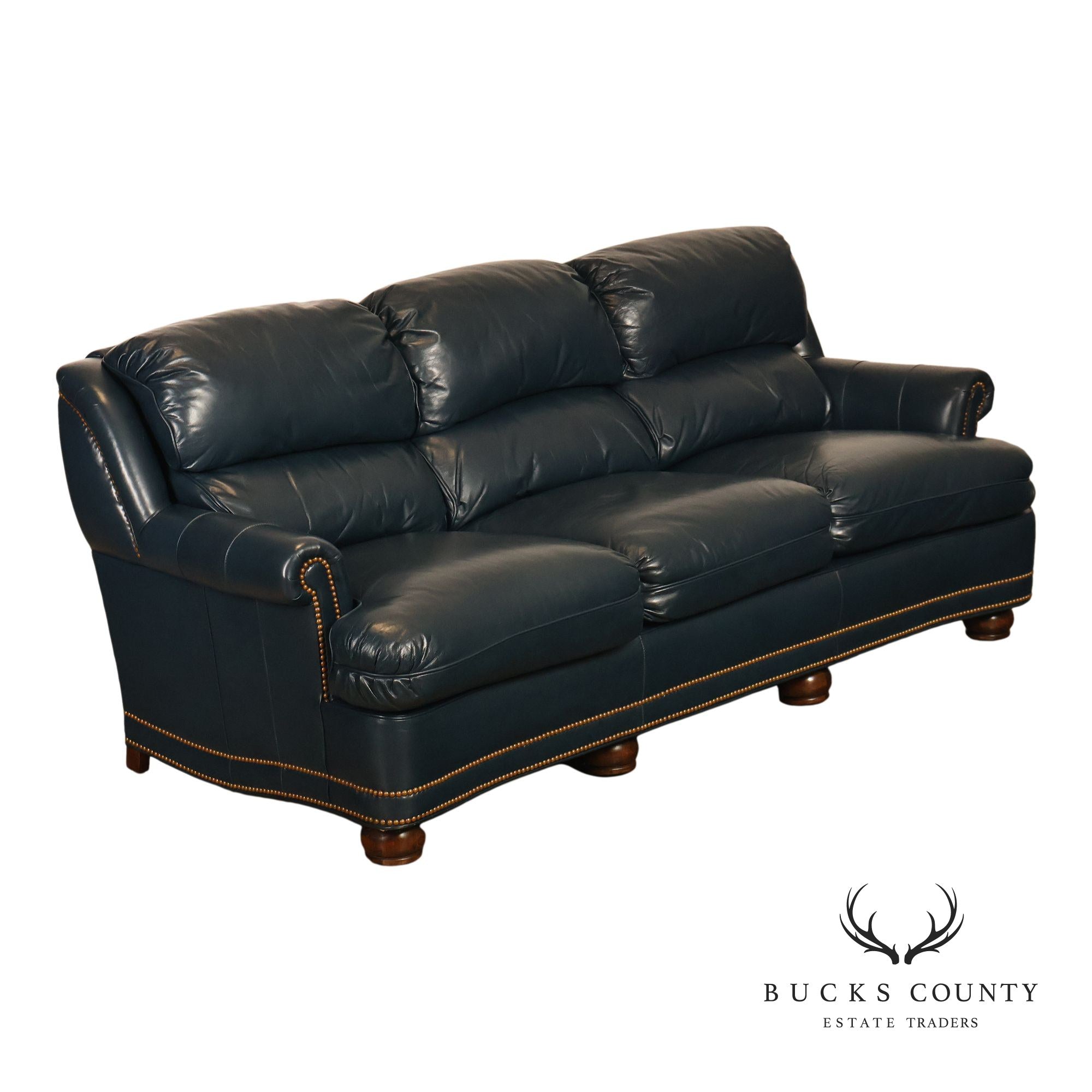 Hancock & Moore Blue Leather 'Austin' Sofa