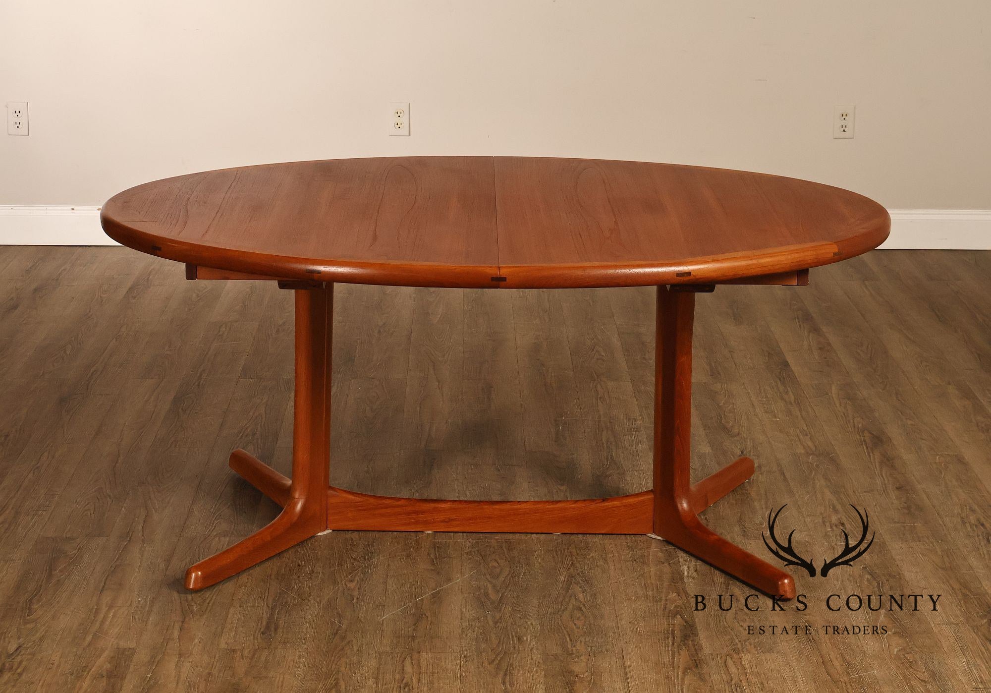 Dyrlund Danish Modern Teak Oval Extension Dining Table