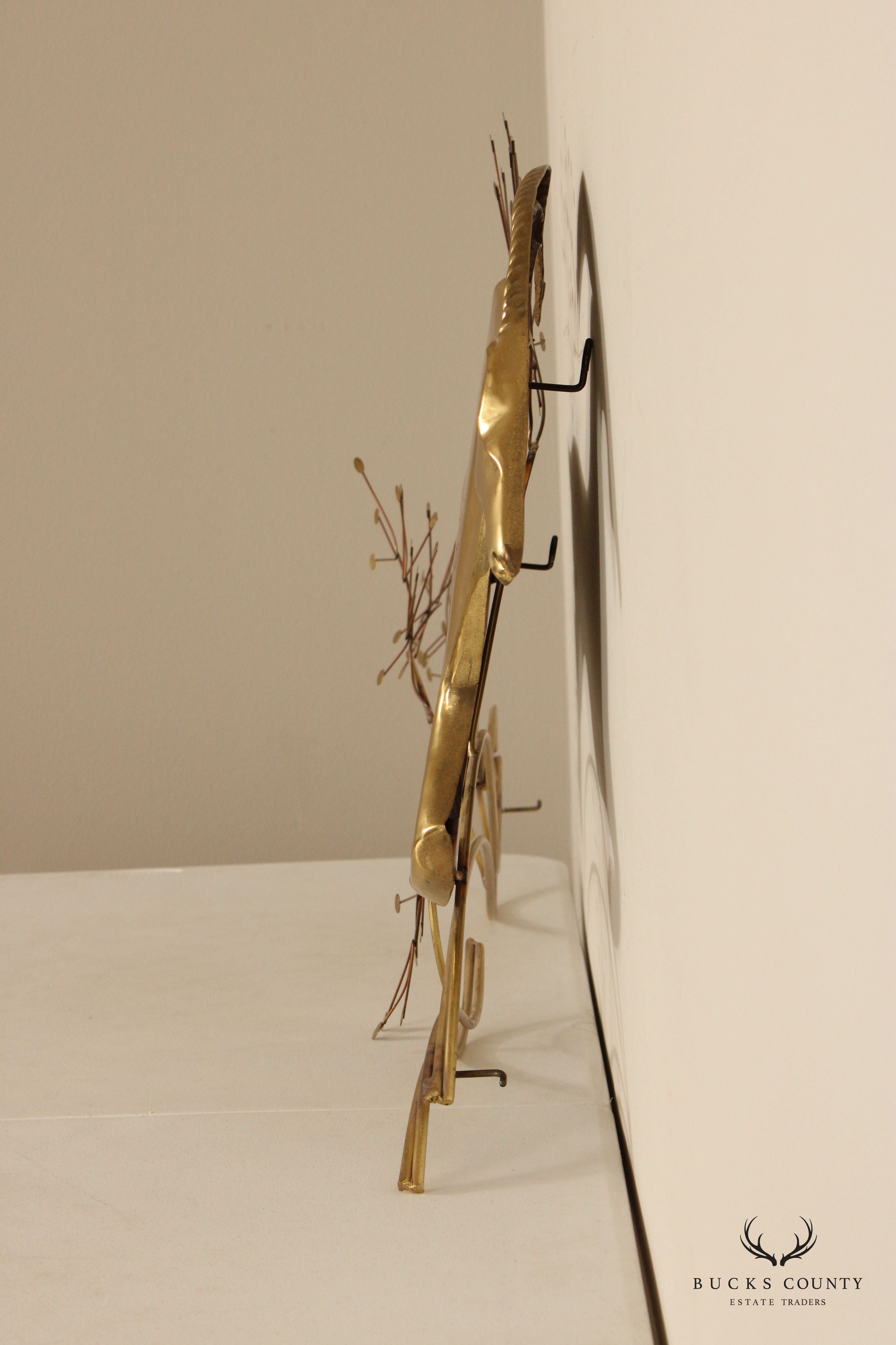 Curtis Jere Brass Gazelle Wall Sculpture