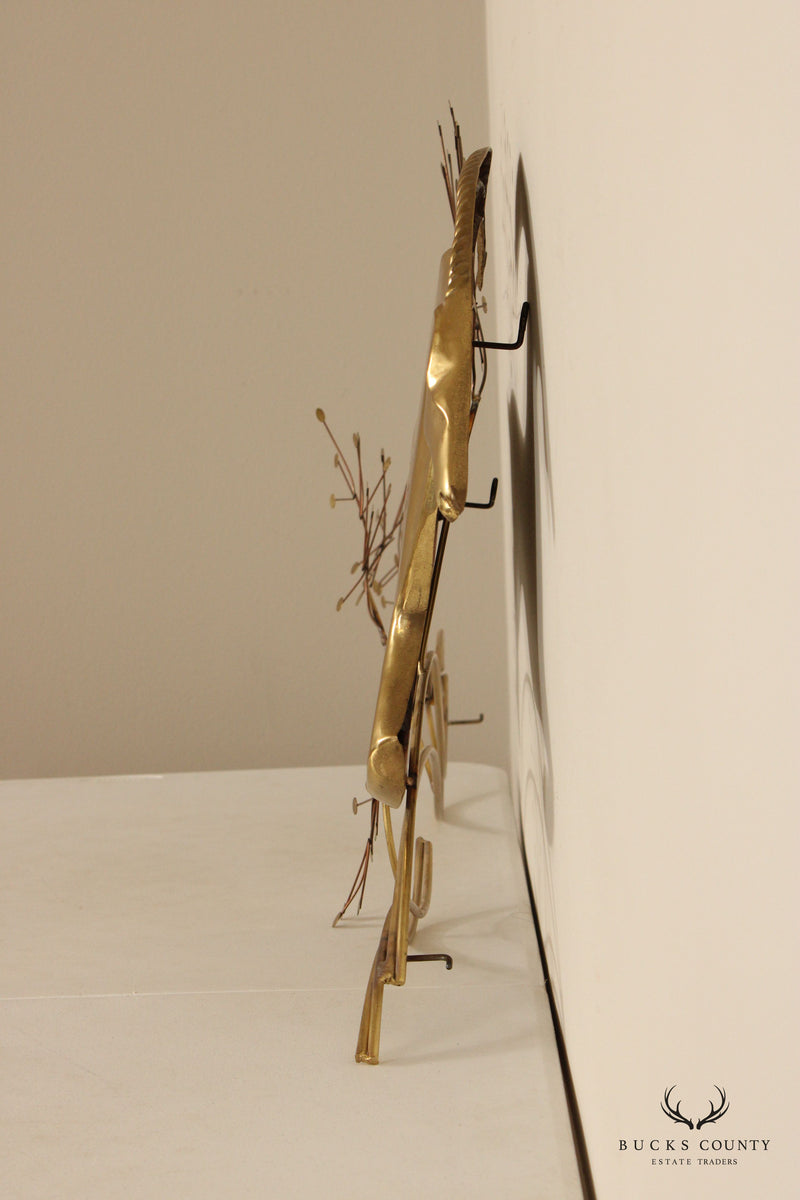 Curtis Jere Brass Gazelle Wall Sculpture