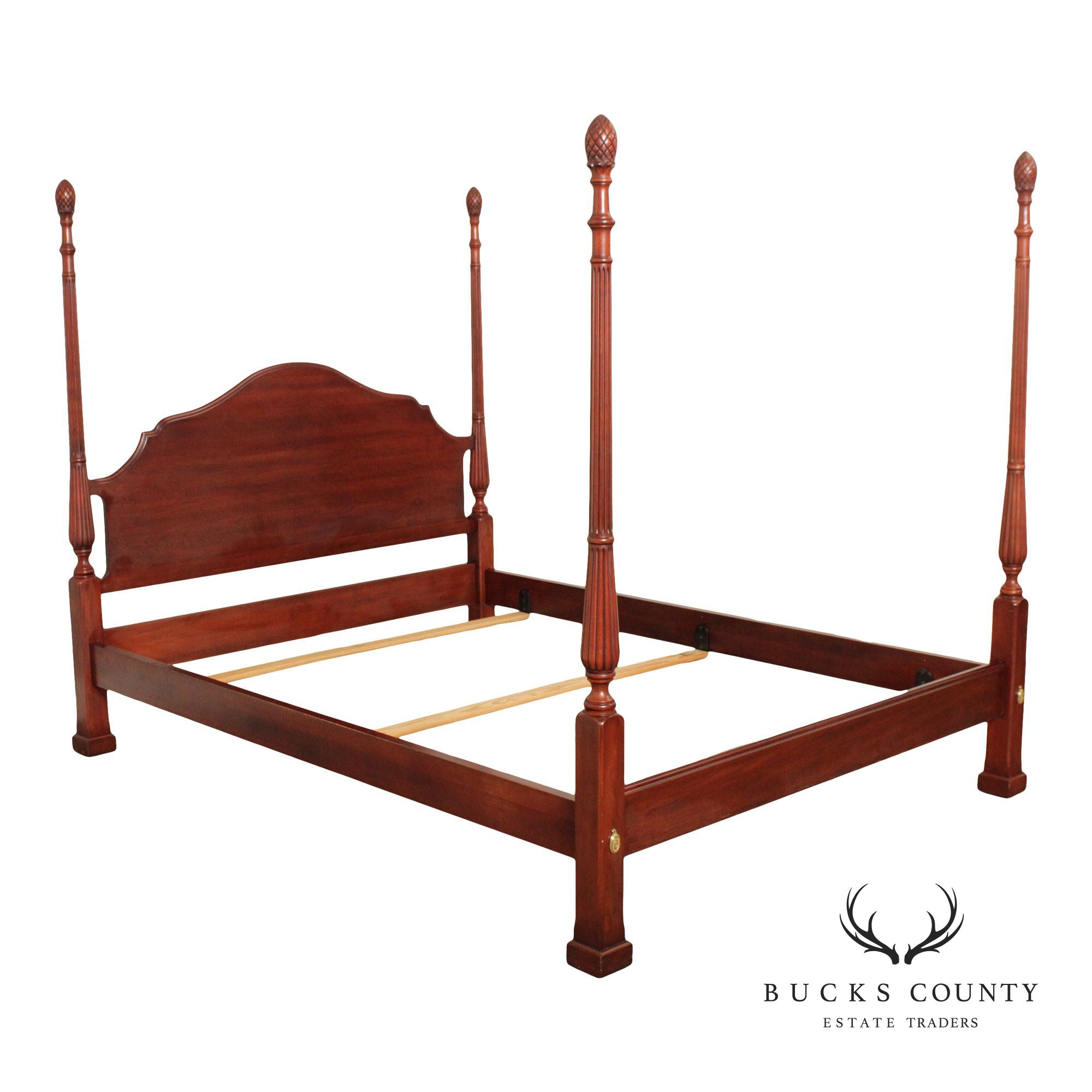 Henkel Harris Carved Black Cherry Queen Poster Bed