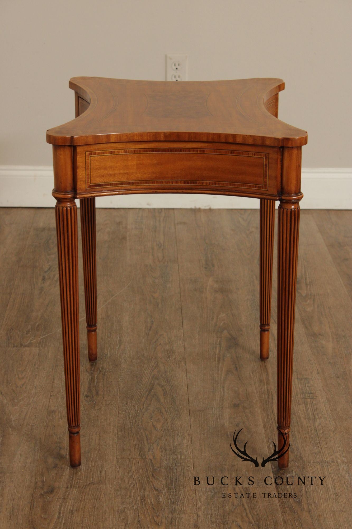 Maitland Smith Sheraton Style Single Drawer Inlaid Side Table