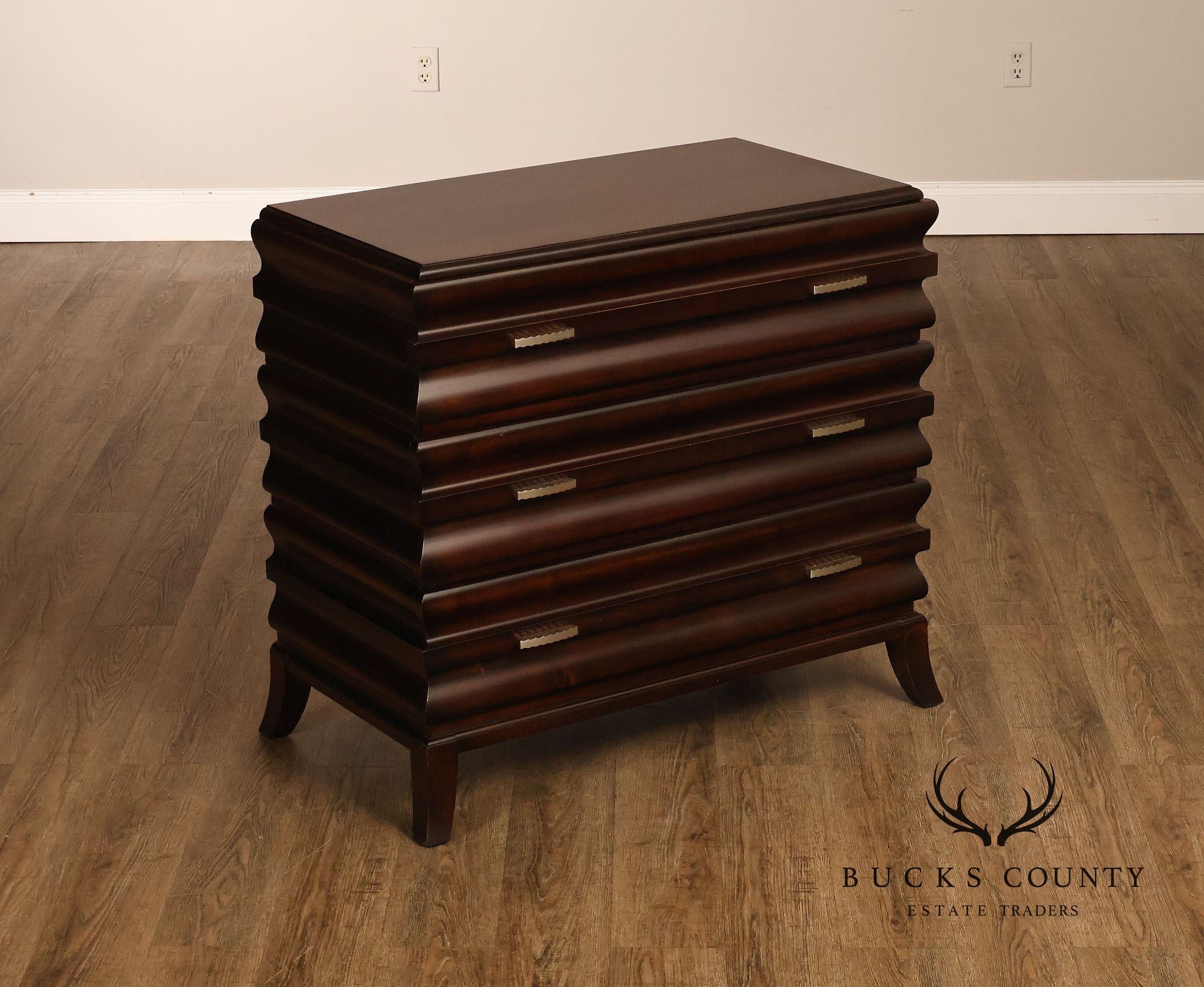 Hickory White Contemporary Ripple Front Three Drawer Chest