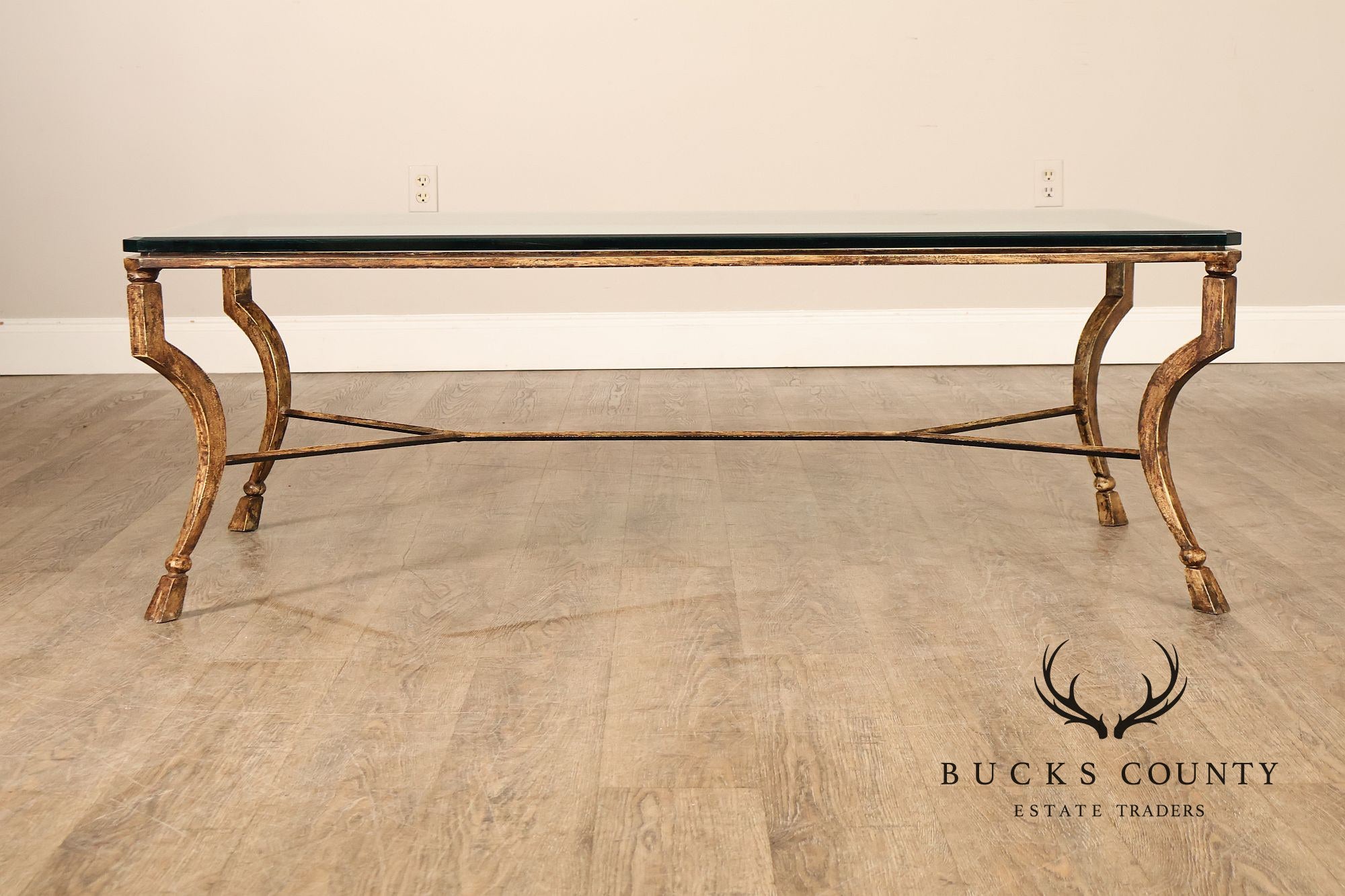 Minton Spindell 'Durant' Glass Top Iron Coffee Table