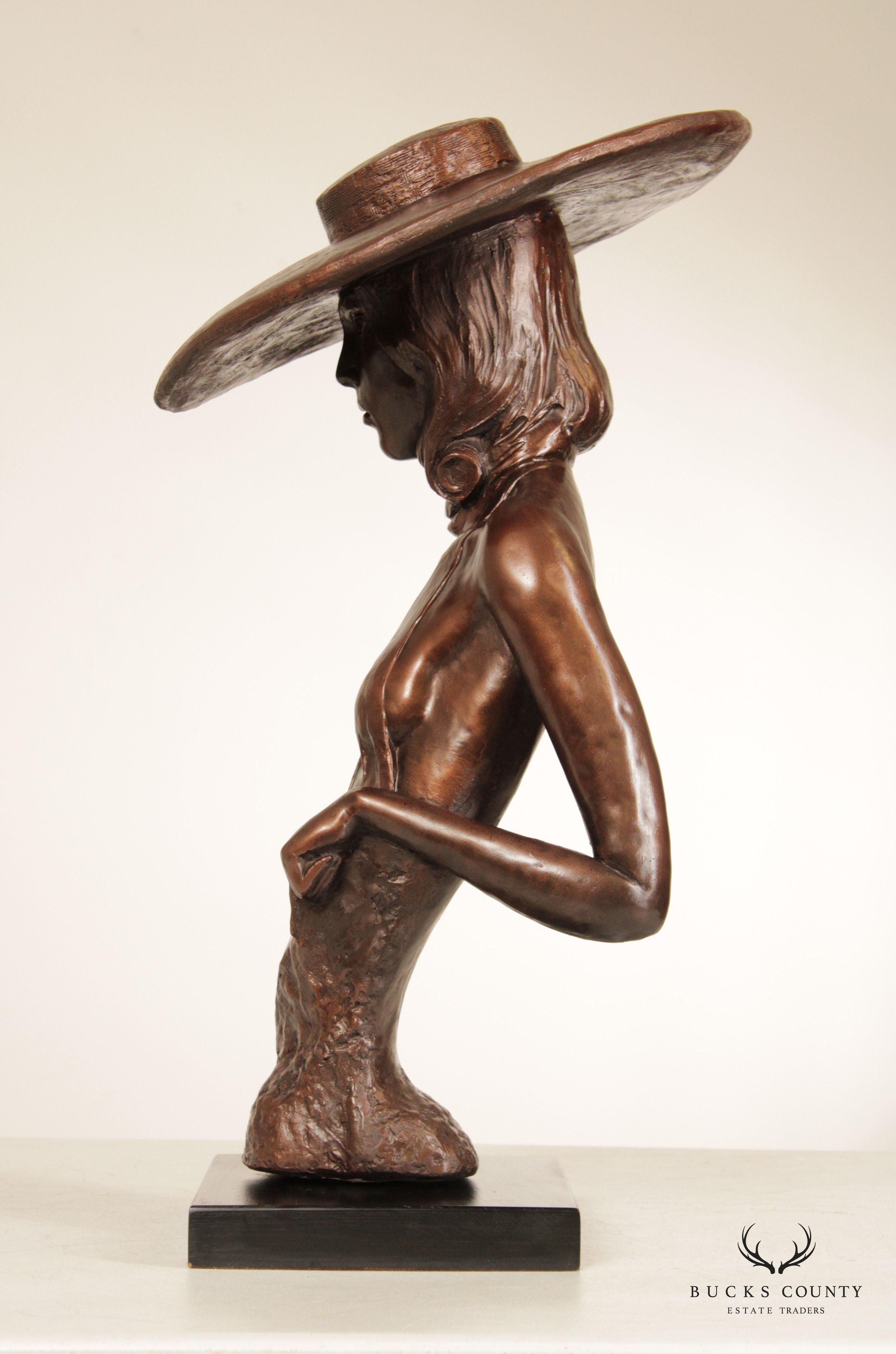 Austin Productions Art Deco Style Bronzed Sculpture of Young Woman