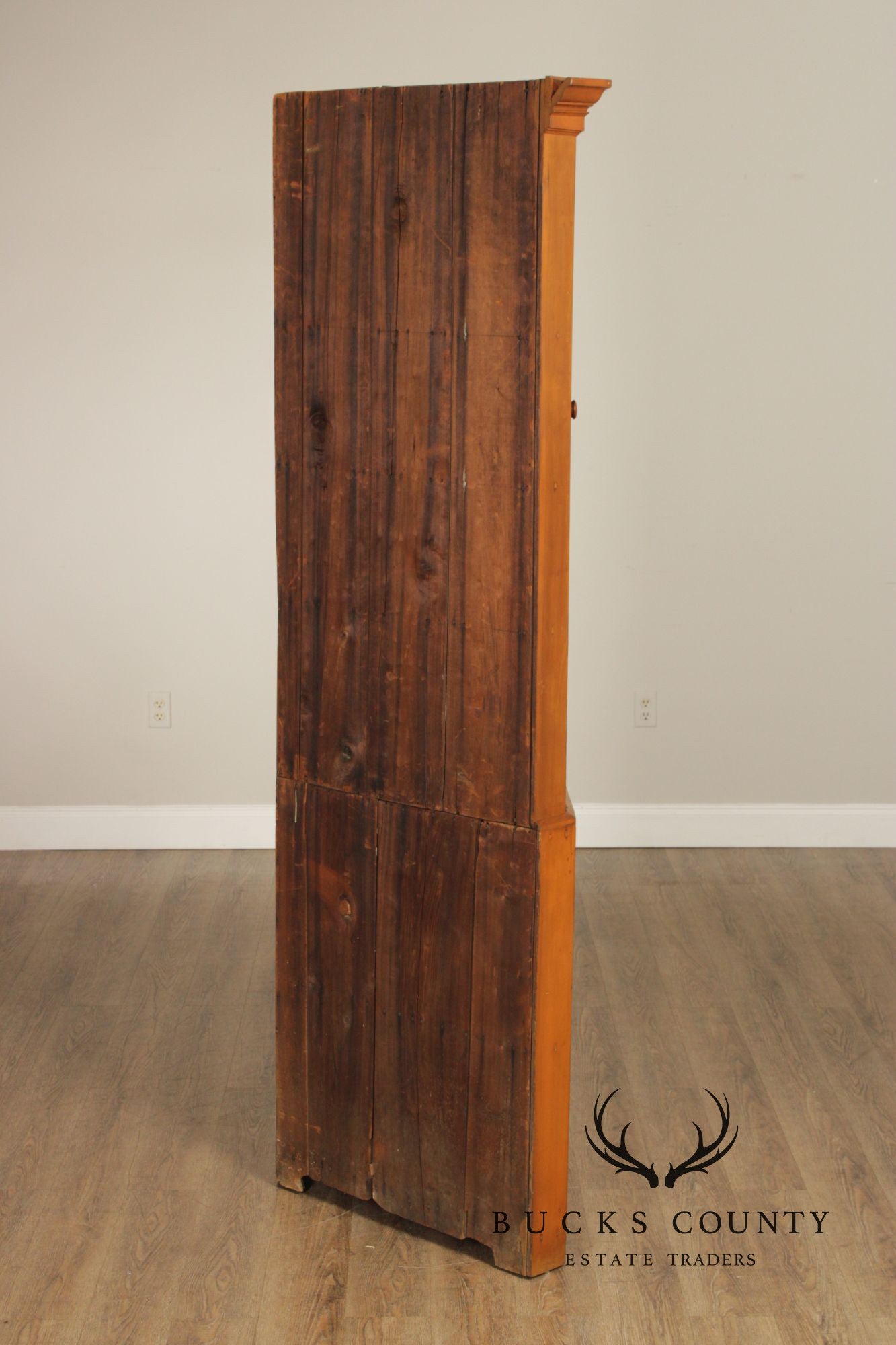 Antique Farmhouse Poplar Twelve-Pane Corner Cabinet