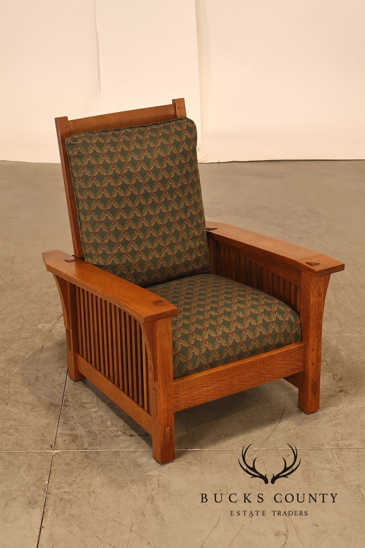 Stickley Mission Collection Oak Bent Arm Morris Chair