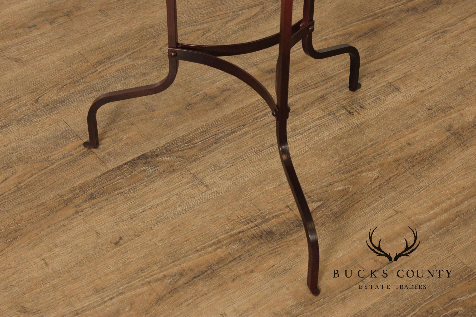 Vintage Wrought Iron and Round Marble Top Side Table