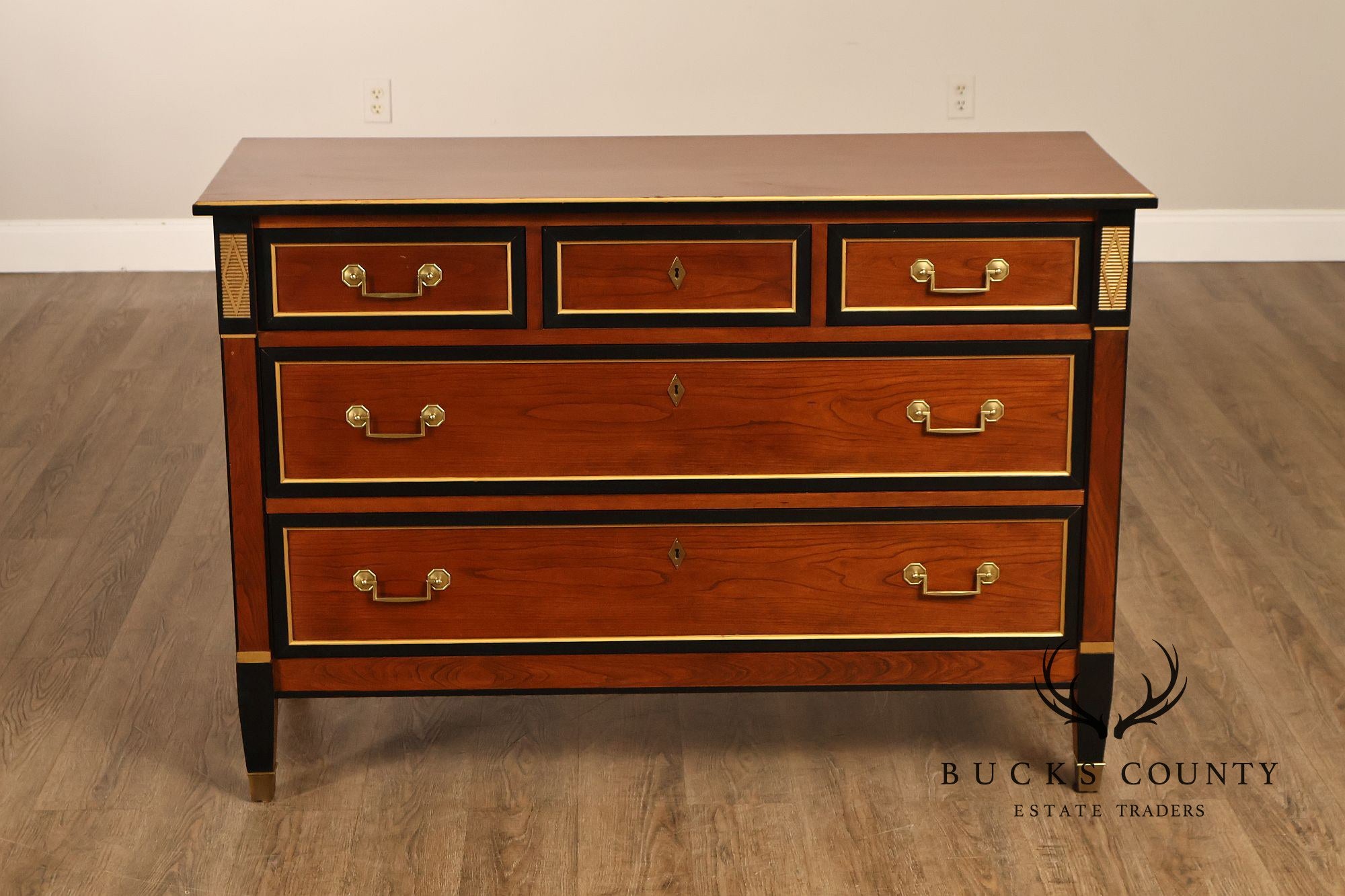 Stickley Directore Style Cherry And Ebonized Chest Of Drawers