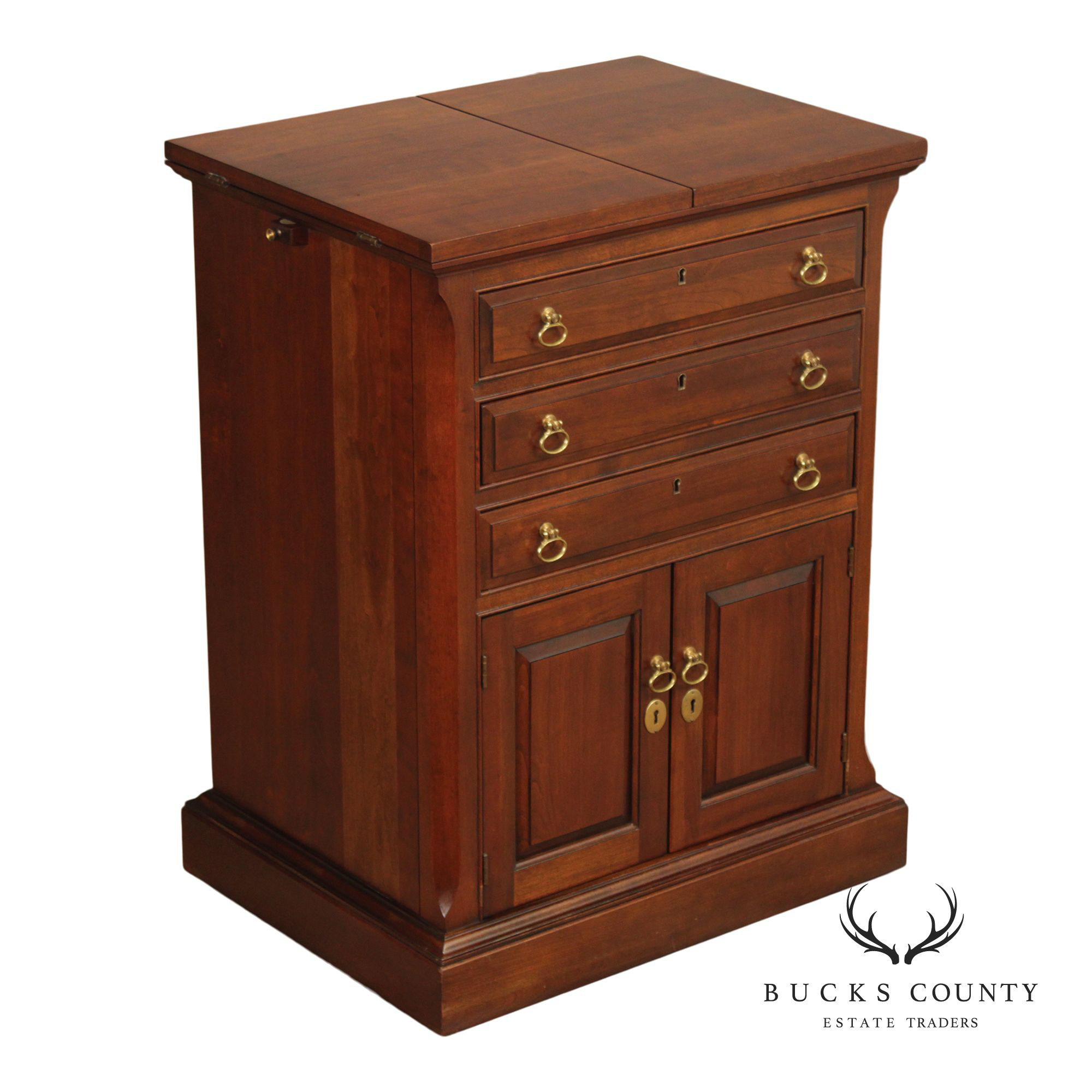 Pennsylvania House Cherry Flip Top Silver Chest Server Cabinet