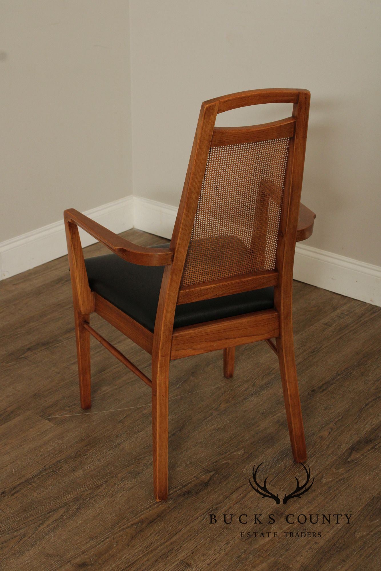 Broyhill Premier Mid Century Modern Set of Six Walnut Cane Back Dining Chairs