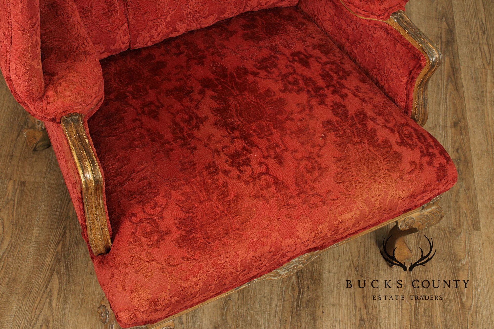 Georgian Style Pair of Wingback Armchairs and Ottoman