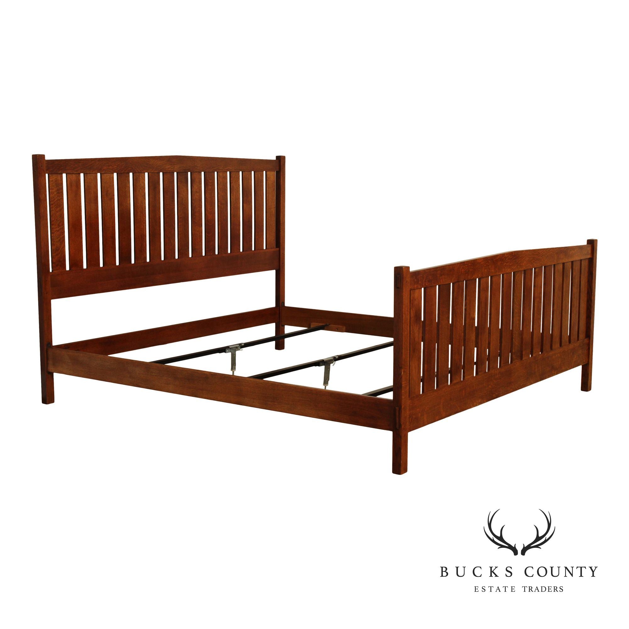 Stickley Mission Collection King Size Oak Slat Bed