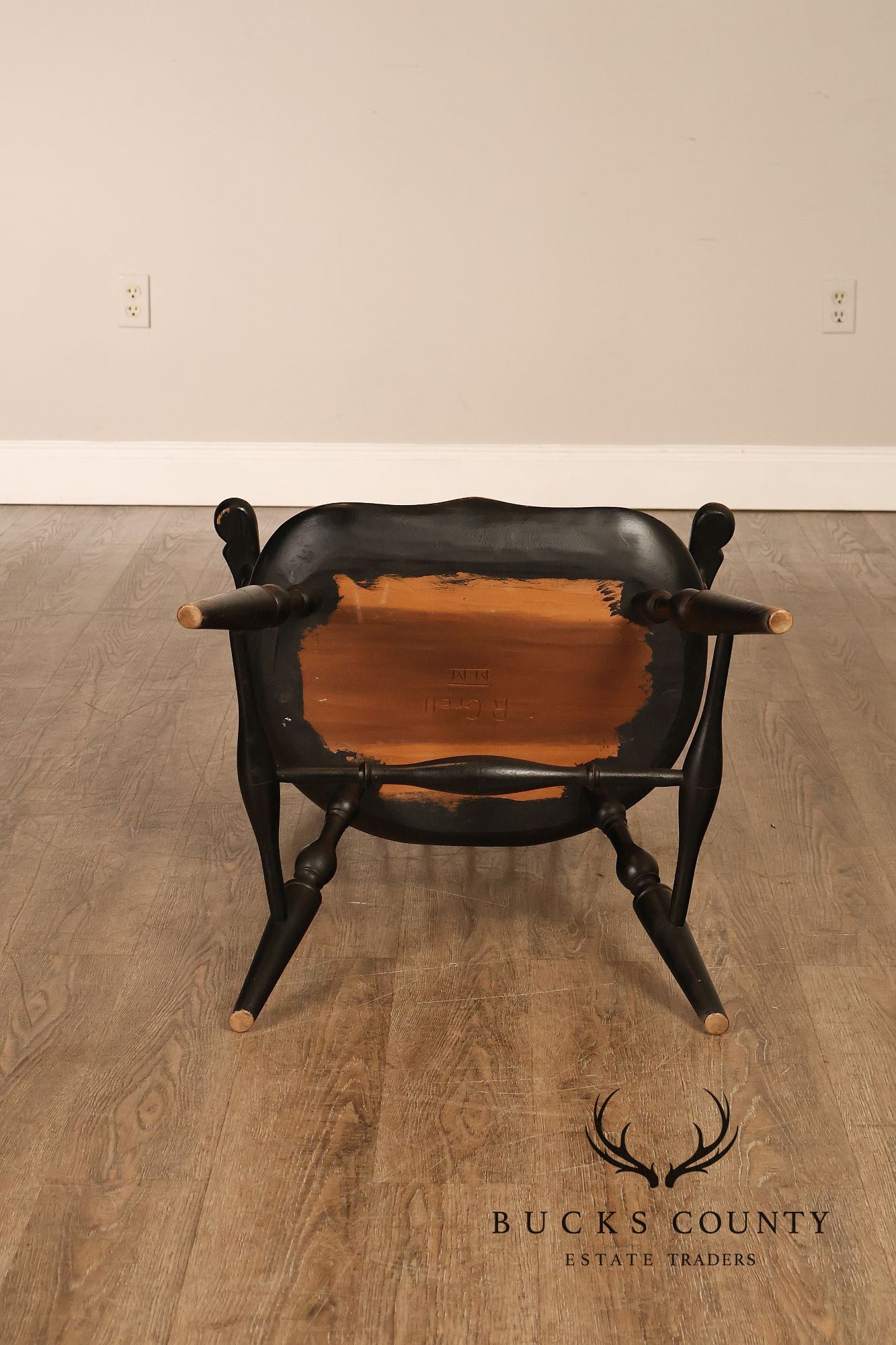 Richard Grell Set of Four Distress Painted Windsor Chairs