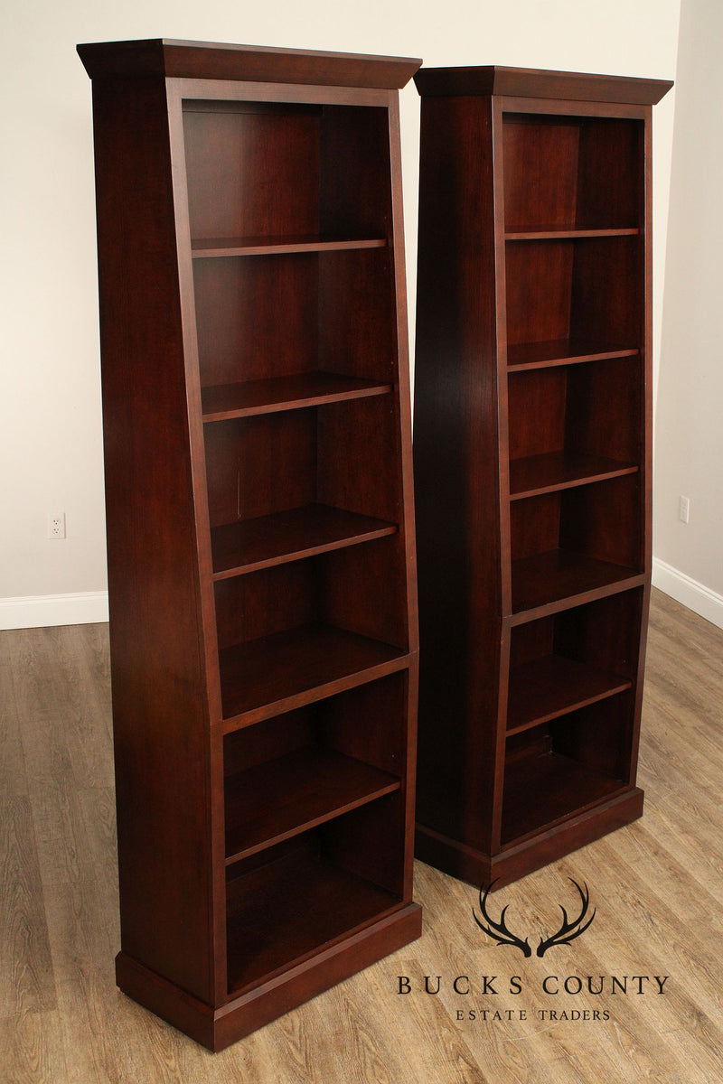 Ethan Allen Horizon Collection Pair of Tall Slant Back Bookcases