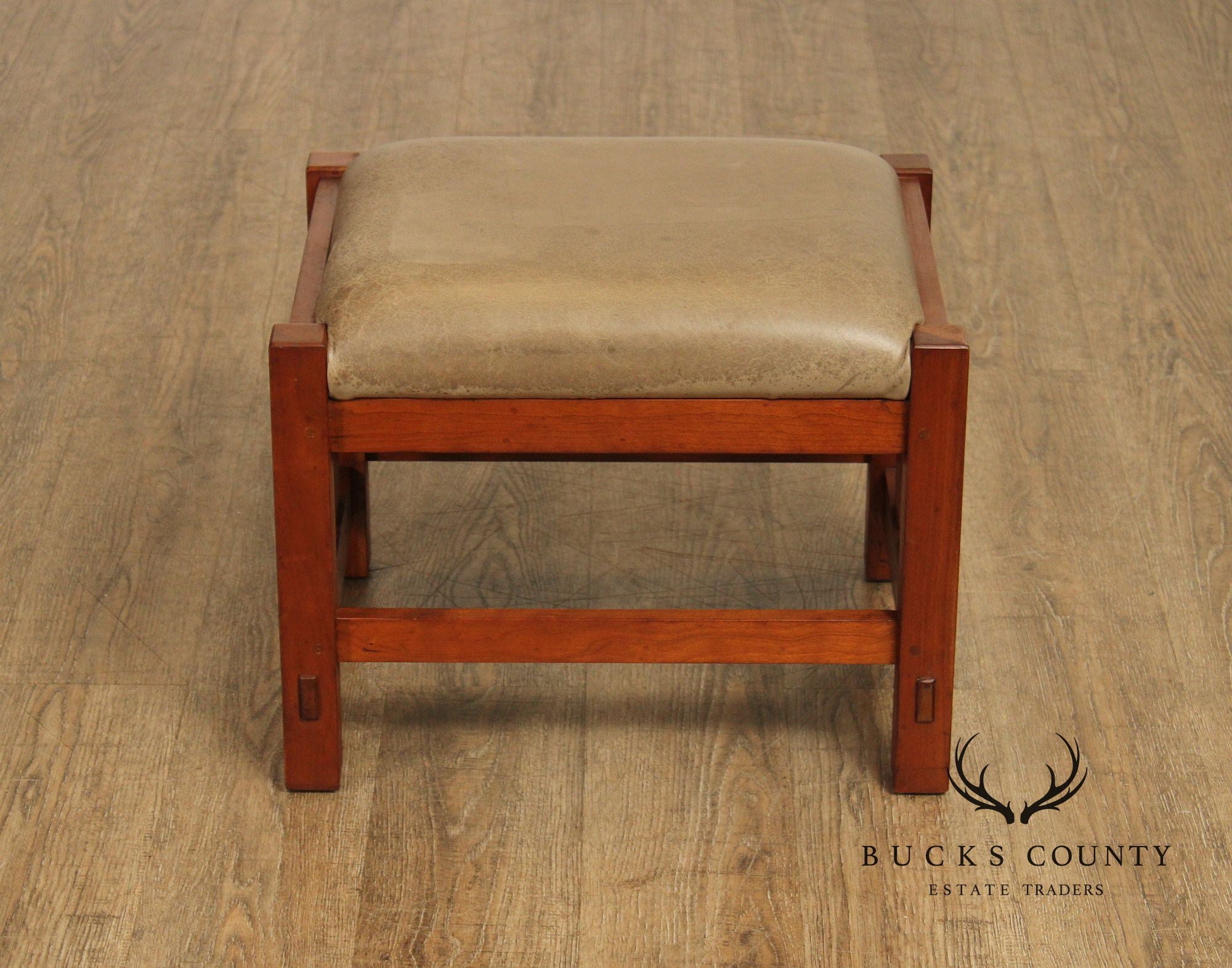 Stickley Mission Collection Cherry and Leather Footstool
