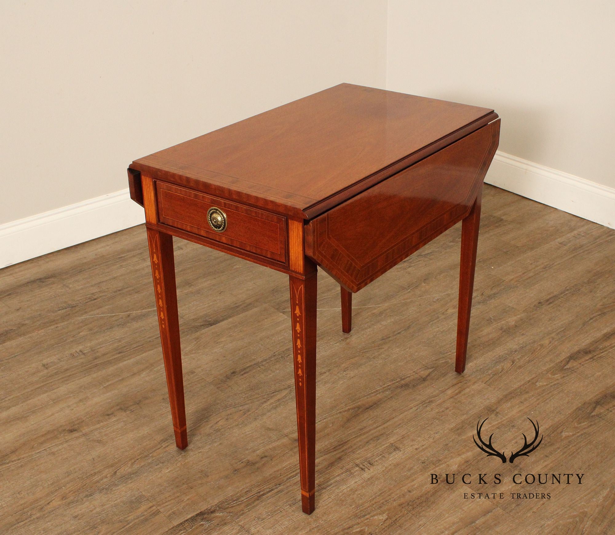 Councill Federal Style Pair of Inlaid Mahogany Pembroke Side Tables