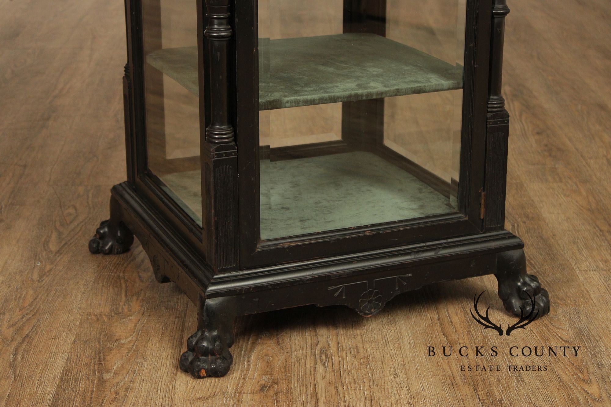 Antique Aesthetic Ebonized Jewelers Display Cabinet