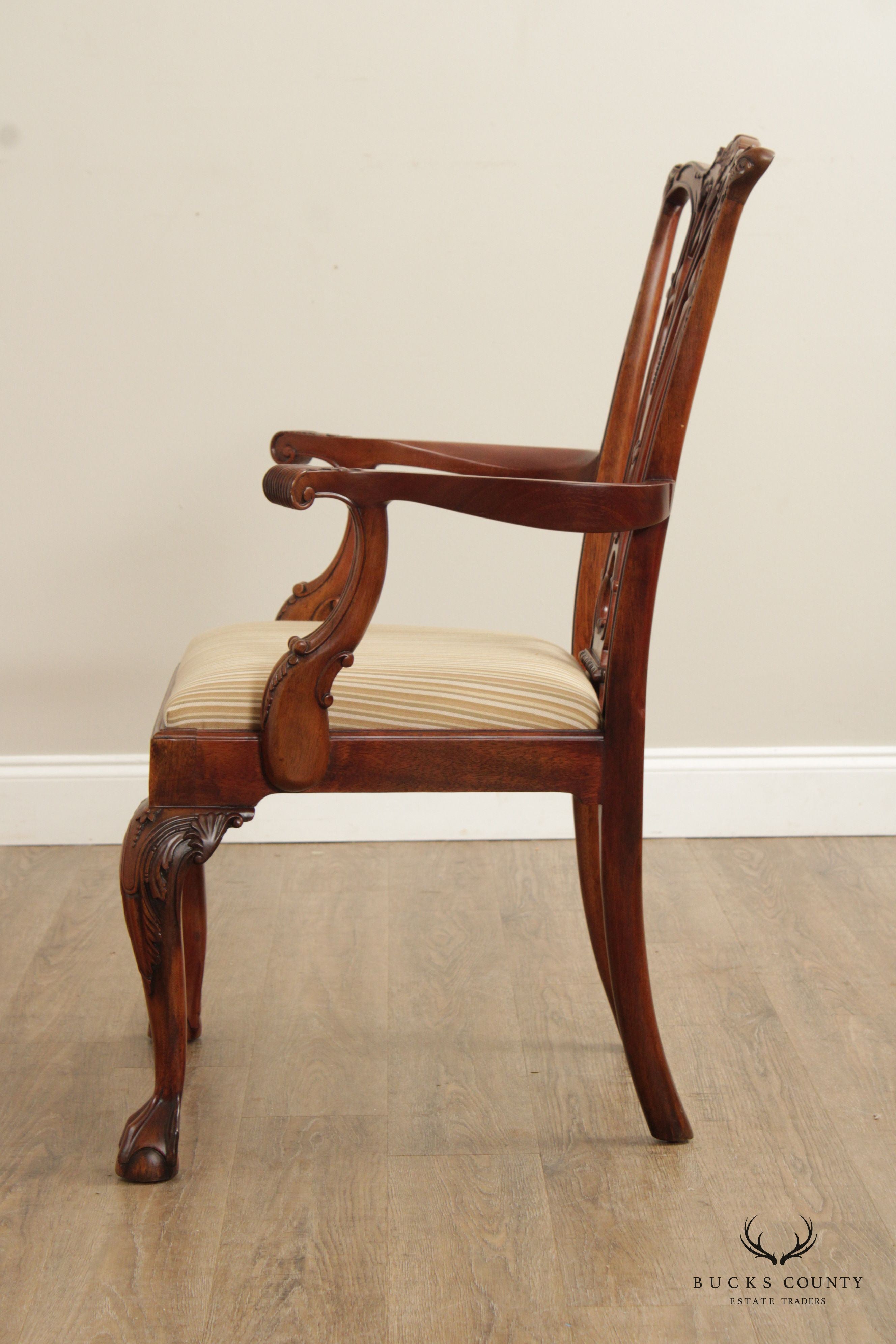 Chippendale Style Set of Four Carved Mahogany Dining Chairs