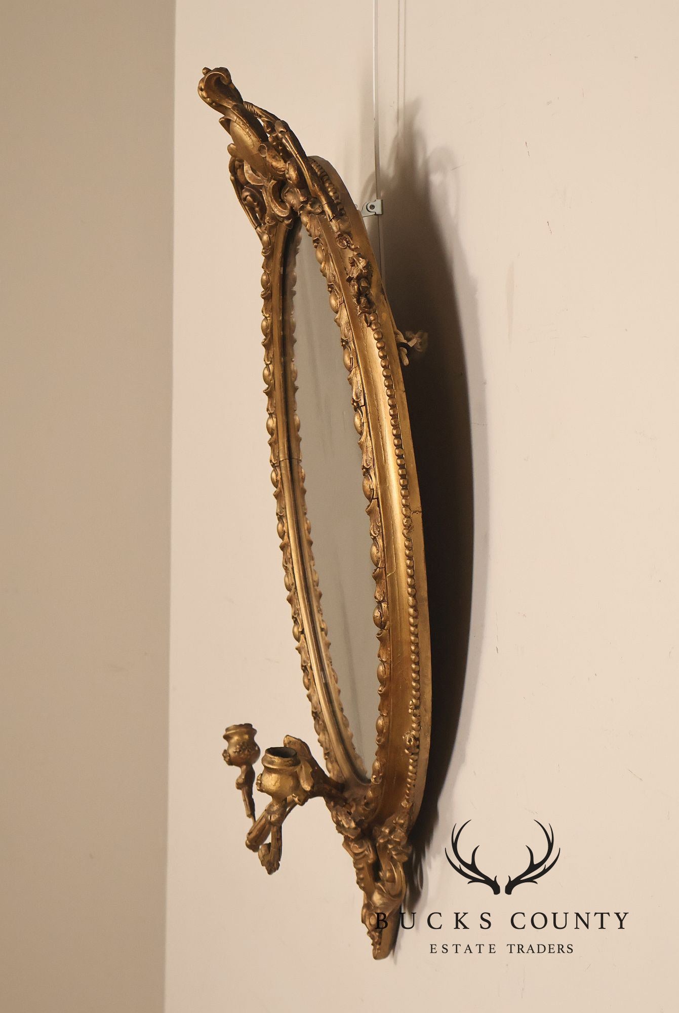 Antique French Giltwood Girandole Mirror