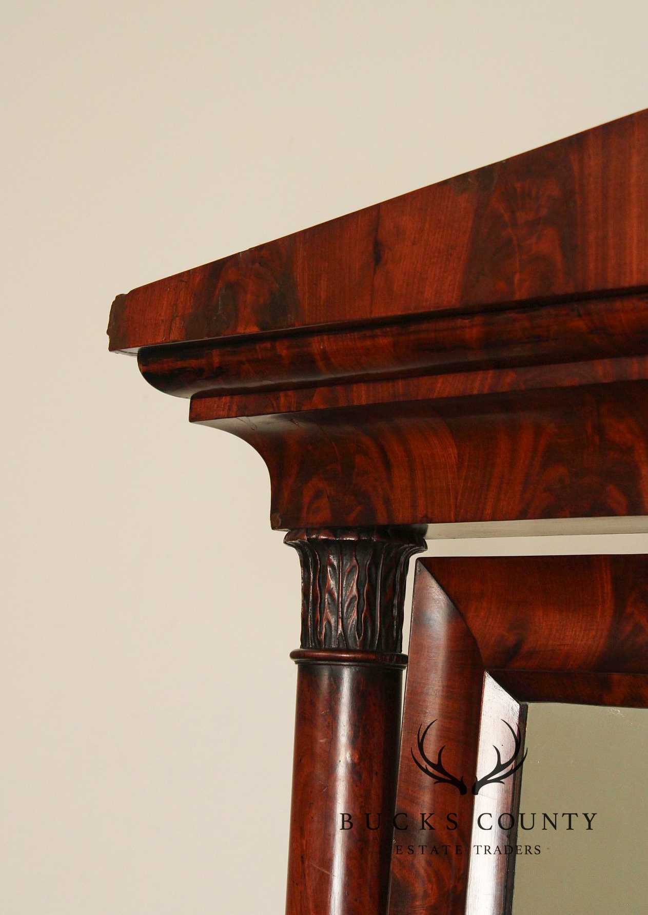 Antique French Empire Mahogany Cheval Mirror