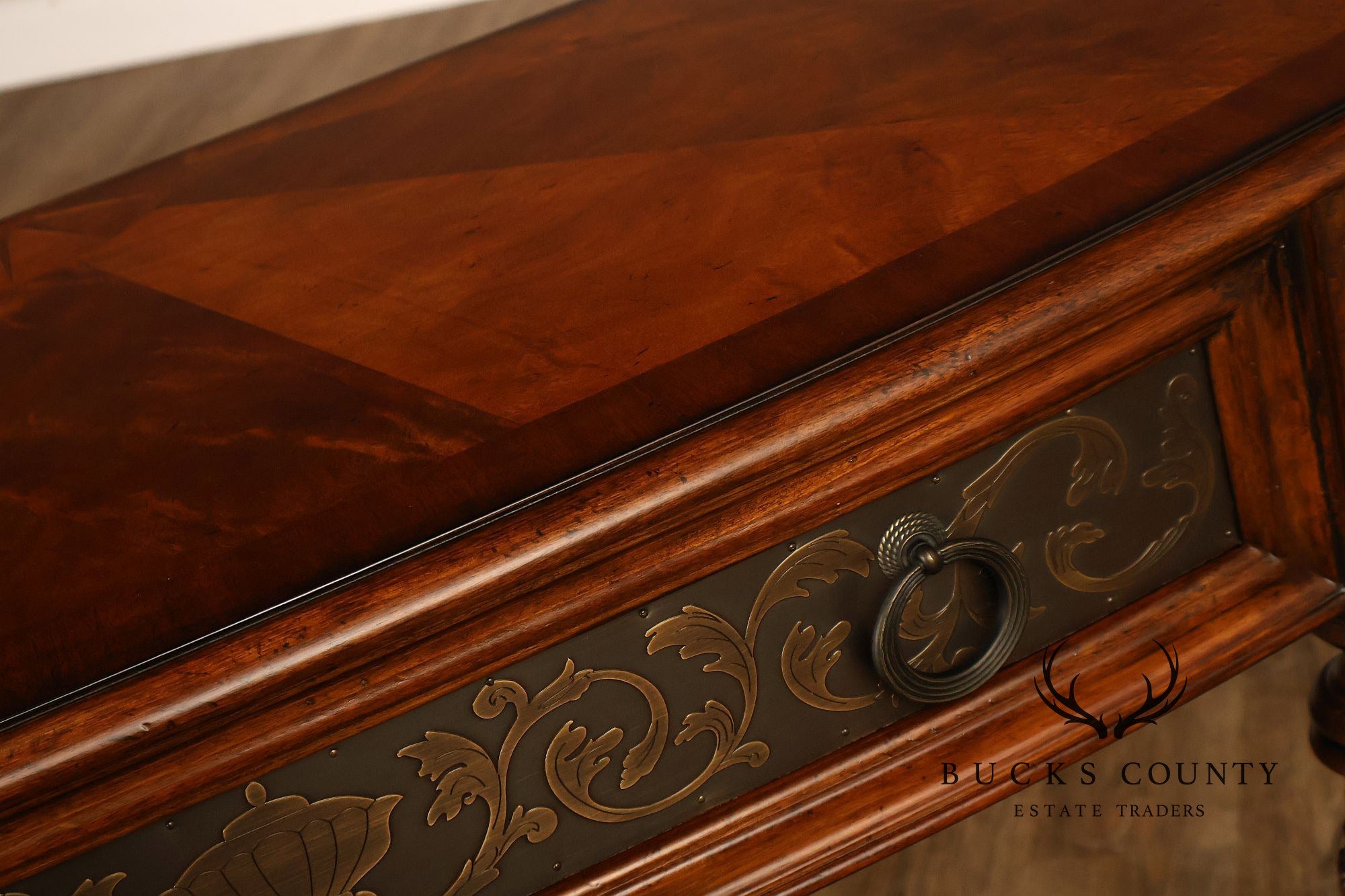 Mahogany Adams Style Carved Demilune Console Table