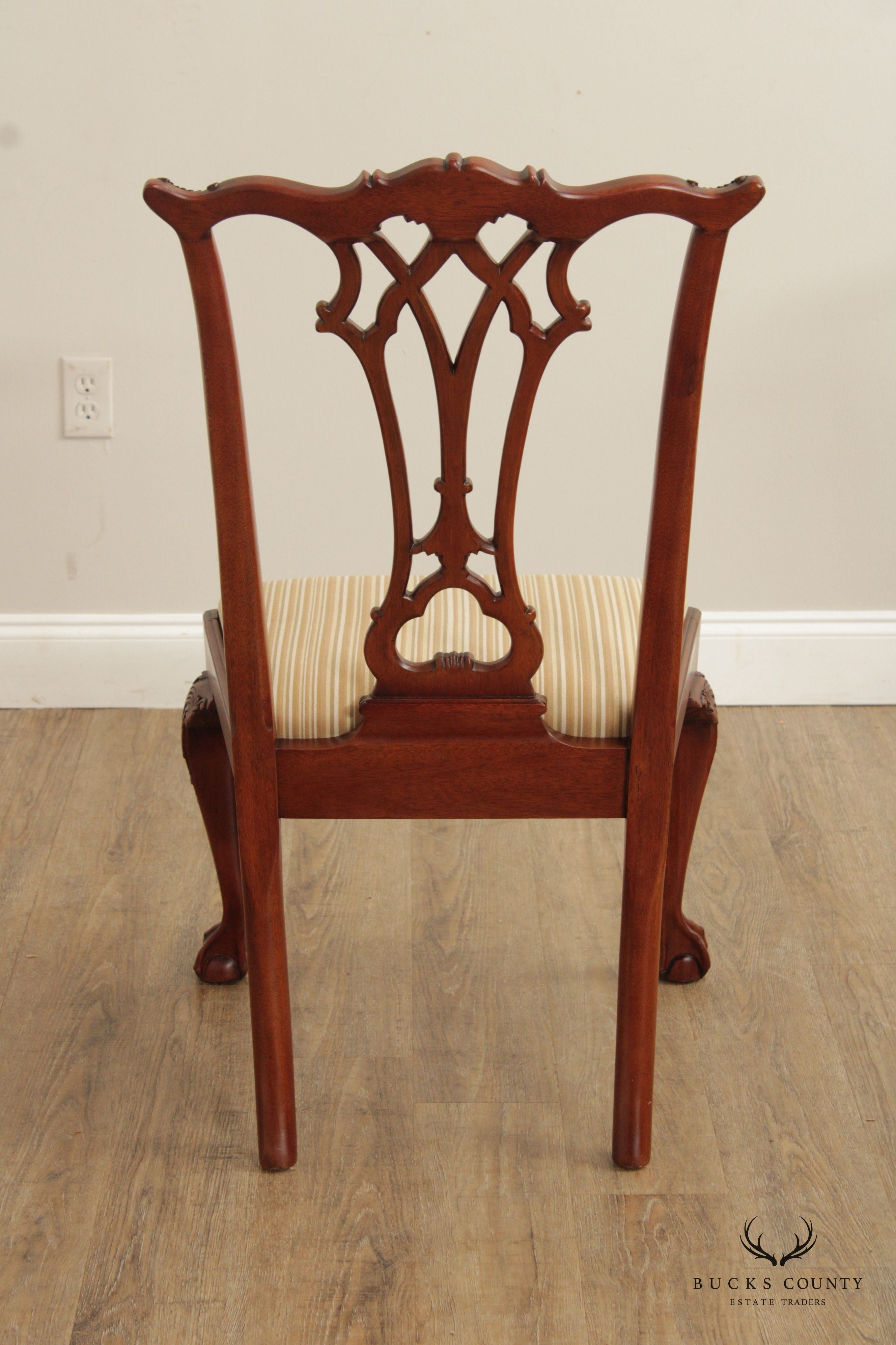 Chippendale Style Set of Four Carved Mahogany Dining Chairs