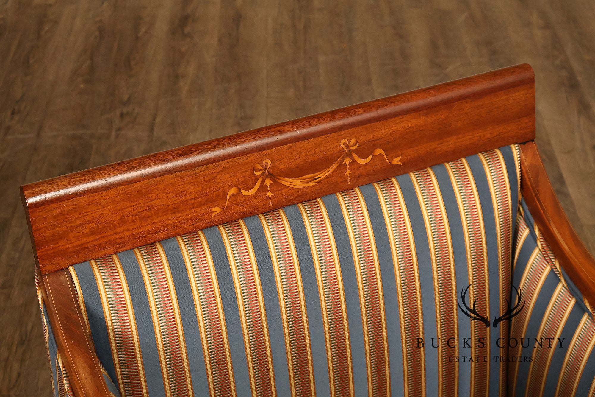 Sheraton Style Vintage Inlaid Mahogany Armchair