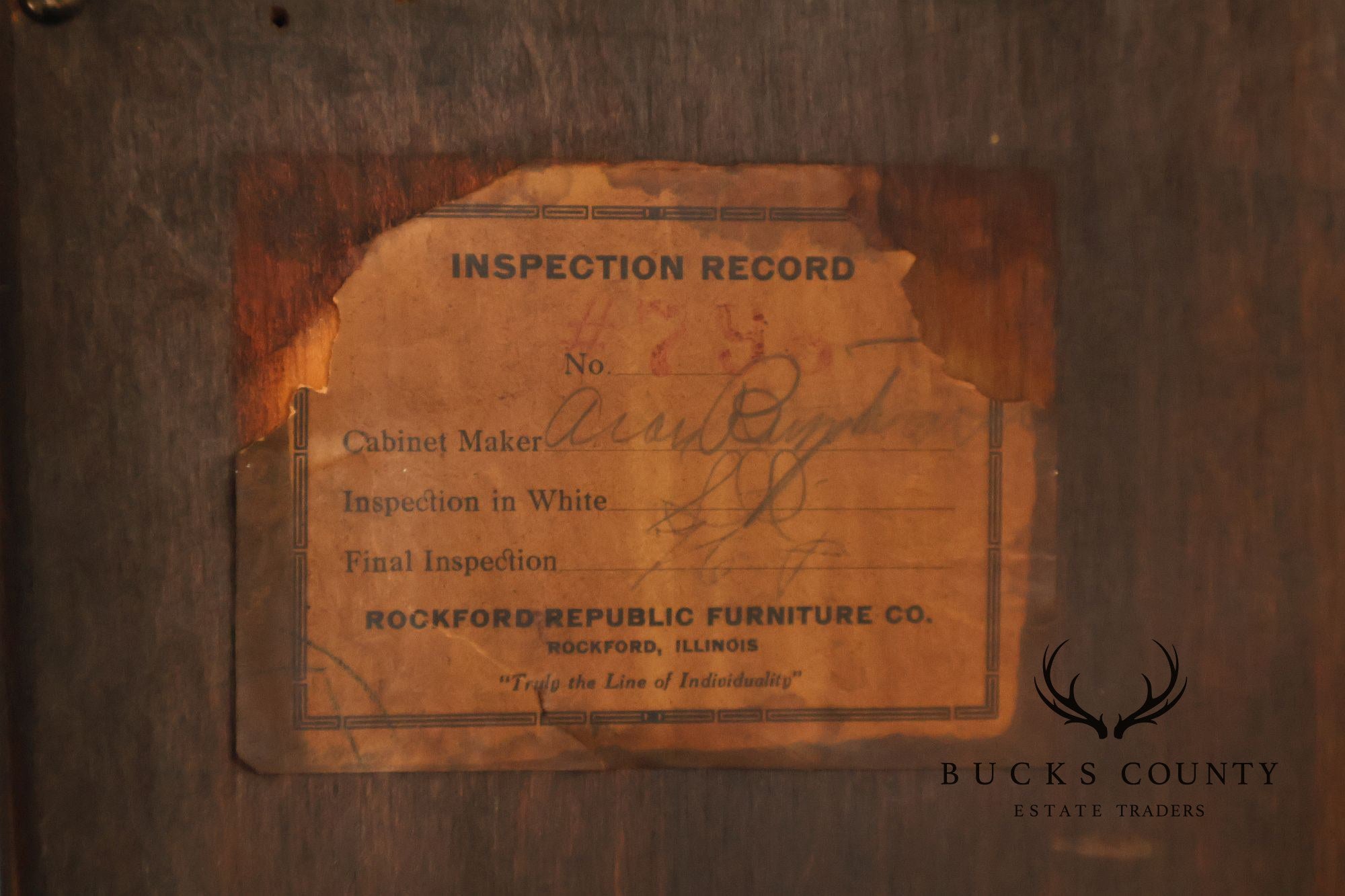 Rockford Republic Furniture Company 1920's Walnut China Display Cabinet