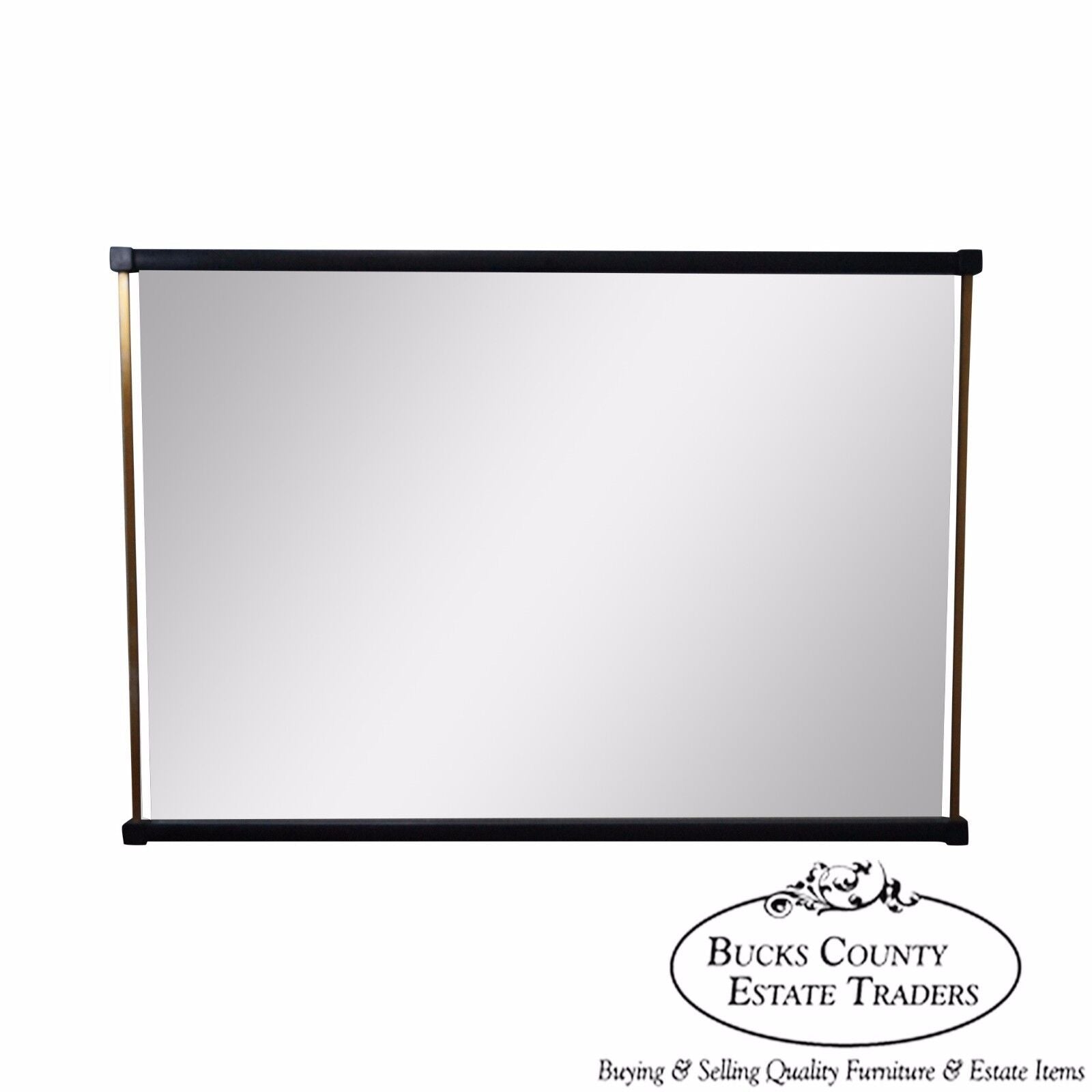 Tung Si Collection Ebonized & Brushed Nickel Asian Inspired Beveled Glass Mirror