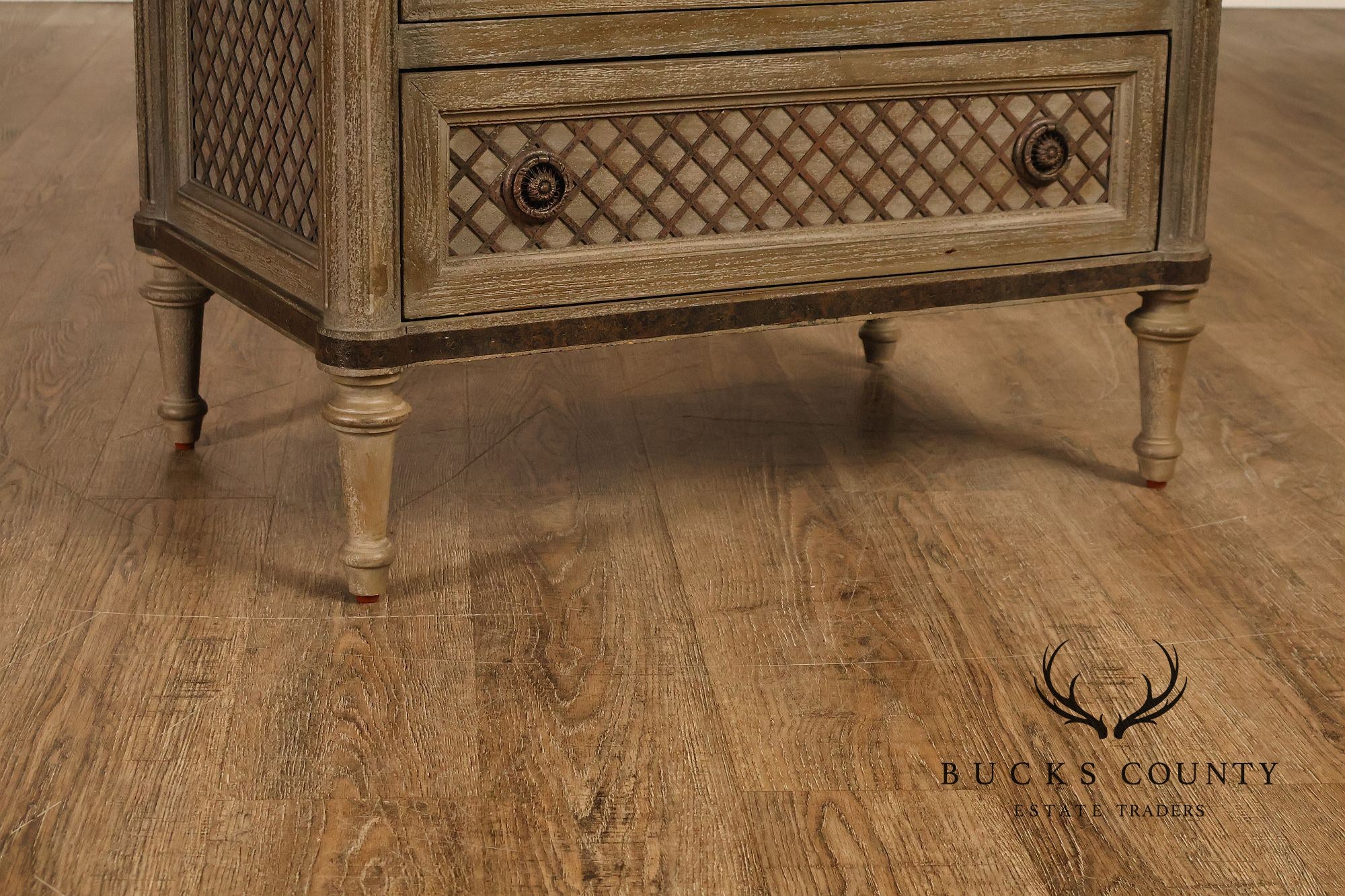 Restoration Hardware Treillage Collection Louis XVI Style Latticework Pair of Nightstands